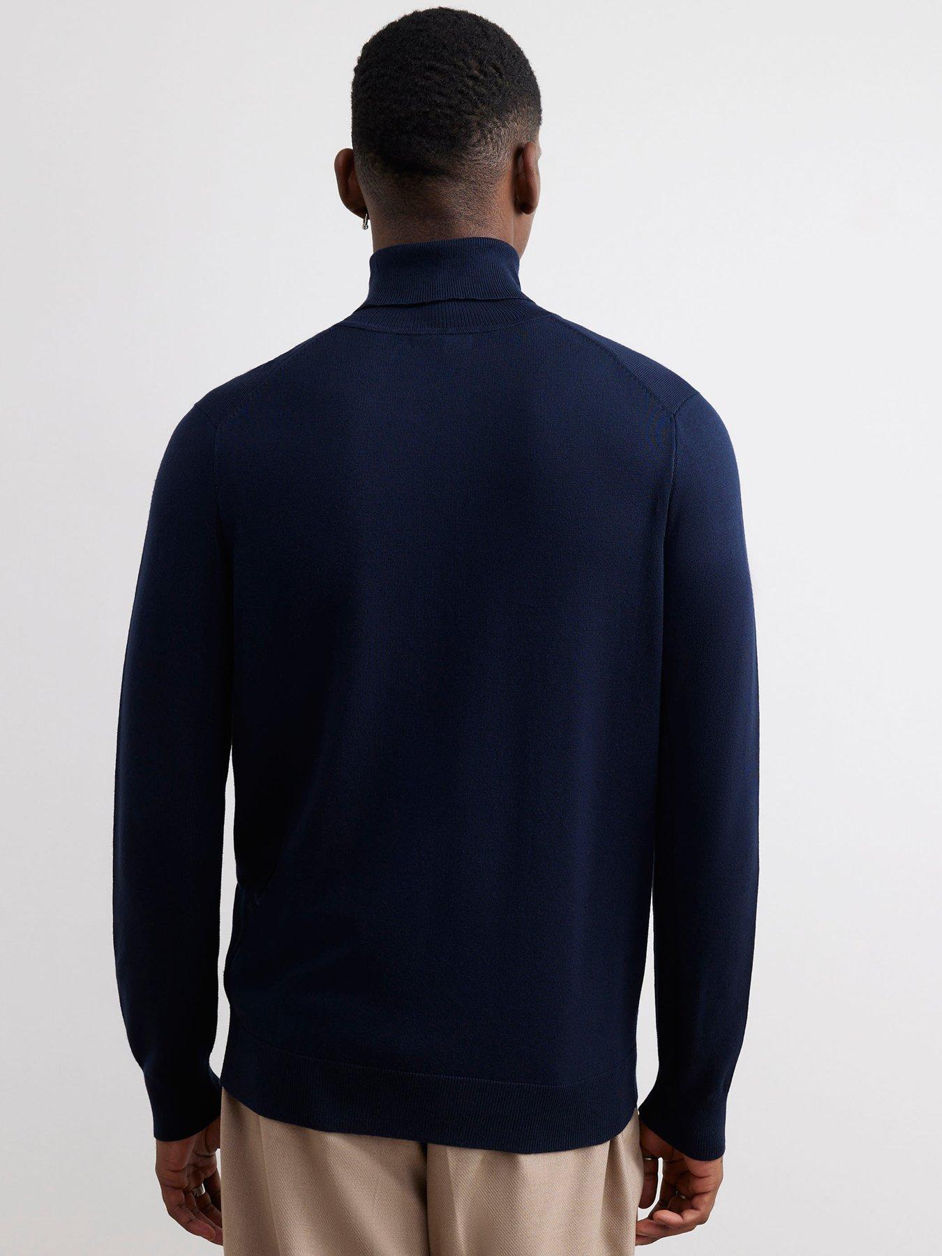 Image 2 of 6 of River Island Mens Slim Fit Roll Neck Jumper - Navy