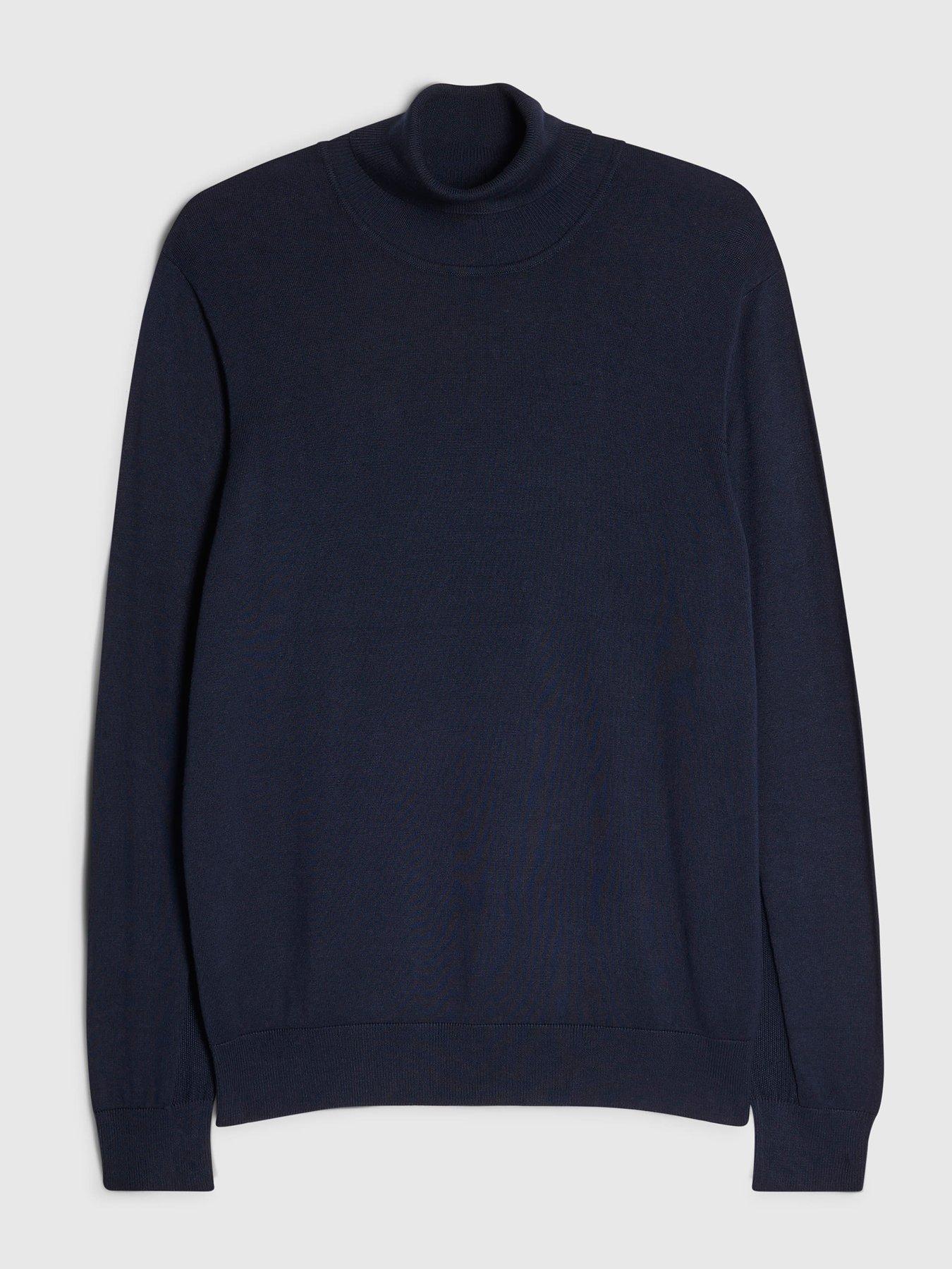 Image 6 of 6 of River Island Mens Slim Fit Roll Neck Jumper - Navy