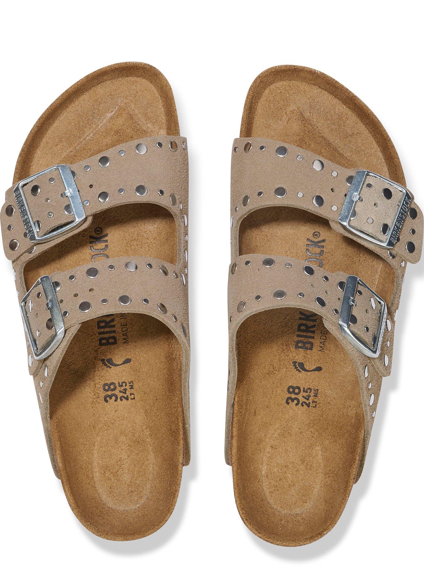Image 3 of 3 of Birkenstock Womens Arizona Rivets Suede Leather Sandal - Taupe