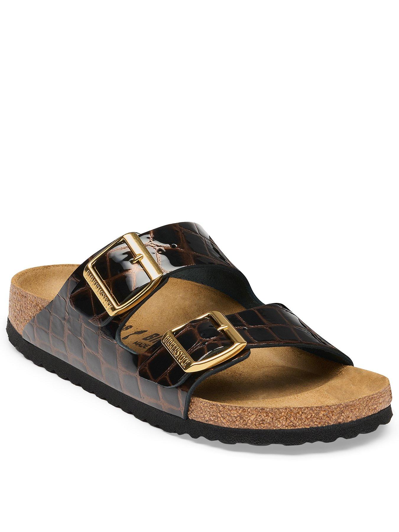 Birkenstock Arizona Leather Narrow Emboss Leather Black Women - Sandals Birkenstock - Black - 1032864-7.5 - Size: 7.5