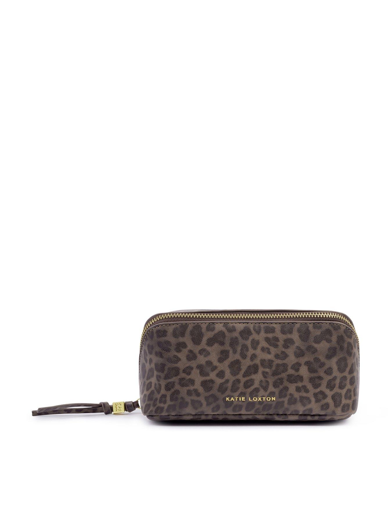 Image 1 of 6 of Katie Loxton Fold-out Leopard Mirror Make Up Bag
