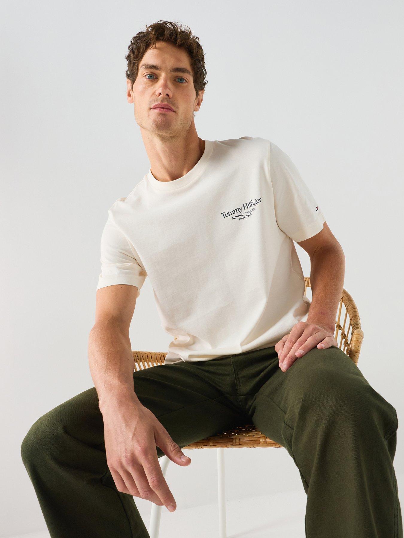 Tommy Hilfiger Back Graphic Jersey Crew Neck T-Shirt - White