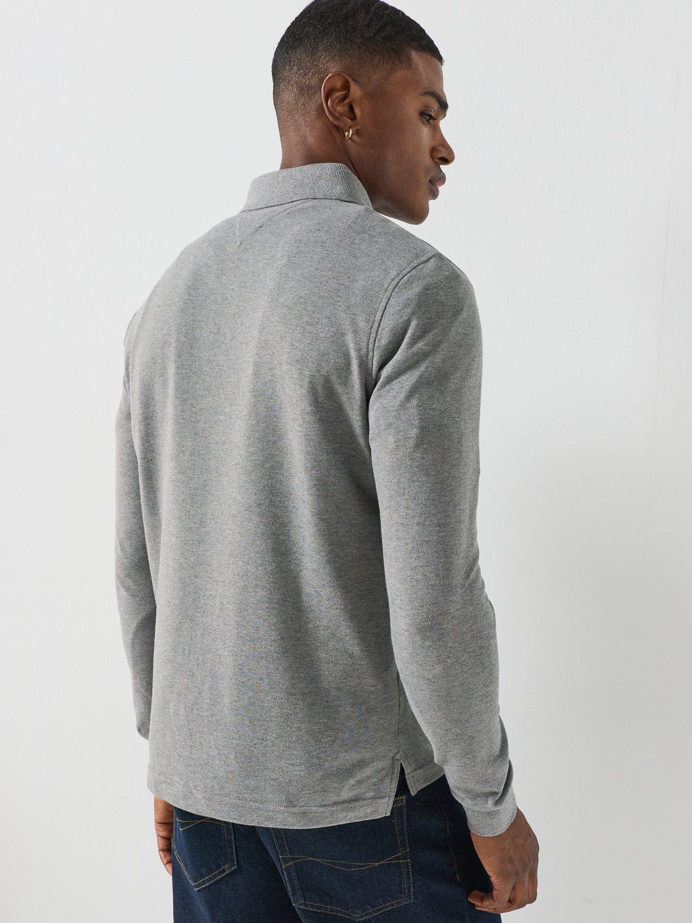 Image 2 of 5 of Tommy Hilfiger Mens 1985 Regular Fit Stretch Long Sleeve Polo Shirt - Medium Grey Heather