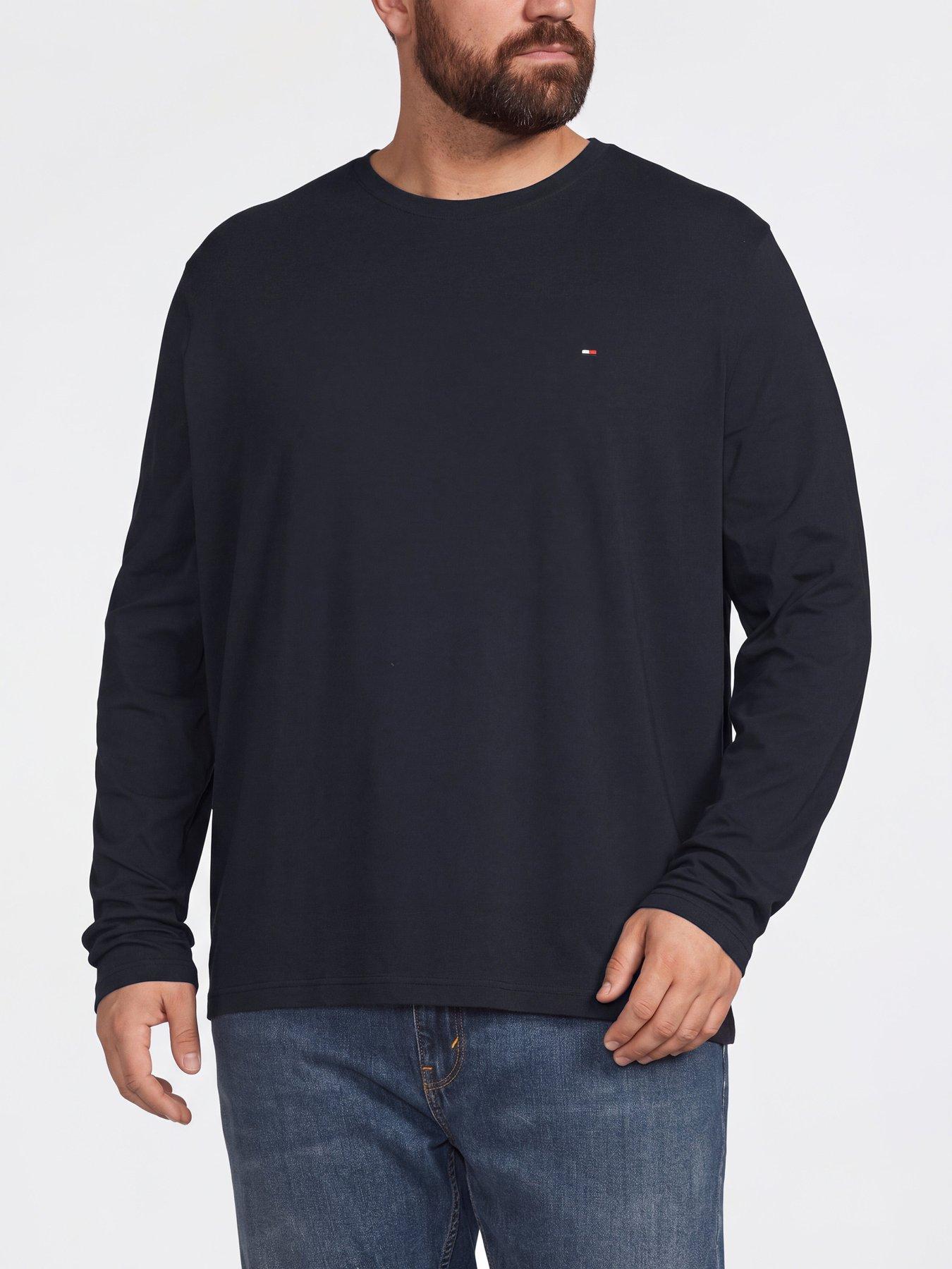 Image 1 of 5 of Tommy Hilfiger Mens Big &amp; Tall Stretch Slim Fit Long Sleeve T-Shirt - Navy