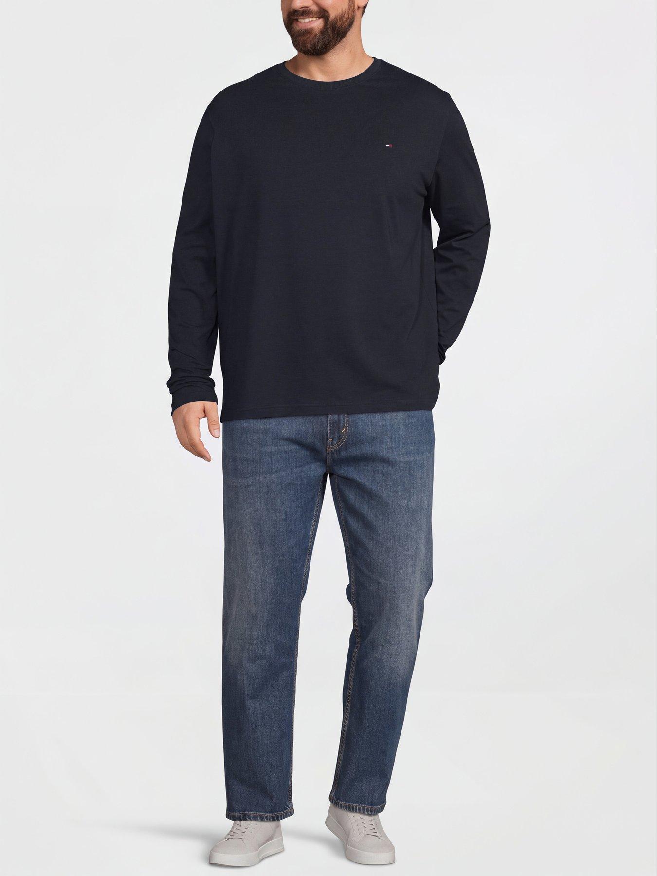 Image 3 of 5 of Tommy Hilfiger Mens Big &amp; Tall Stretch Slim Fit Long Sleeve T-Shirt - Navy
