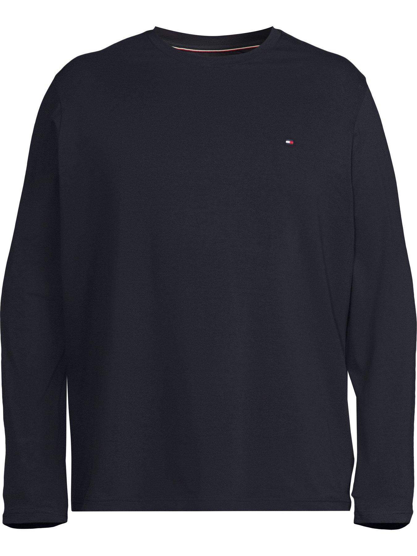Image 5 of 5 of Tommy Hilfiger Mens Big &amp; Tall Stretch Slim Fit Long Sleeve T-Shirt - Navy