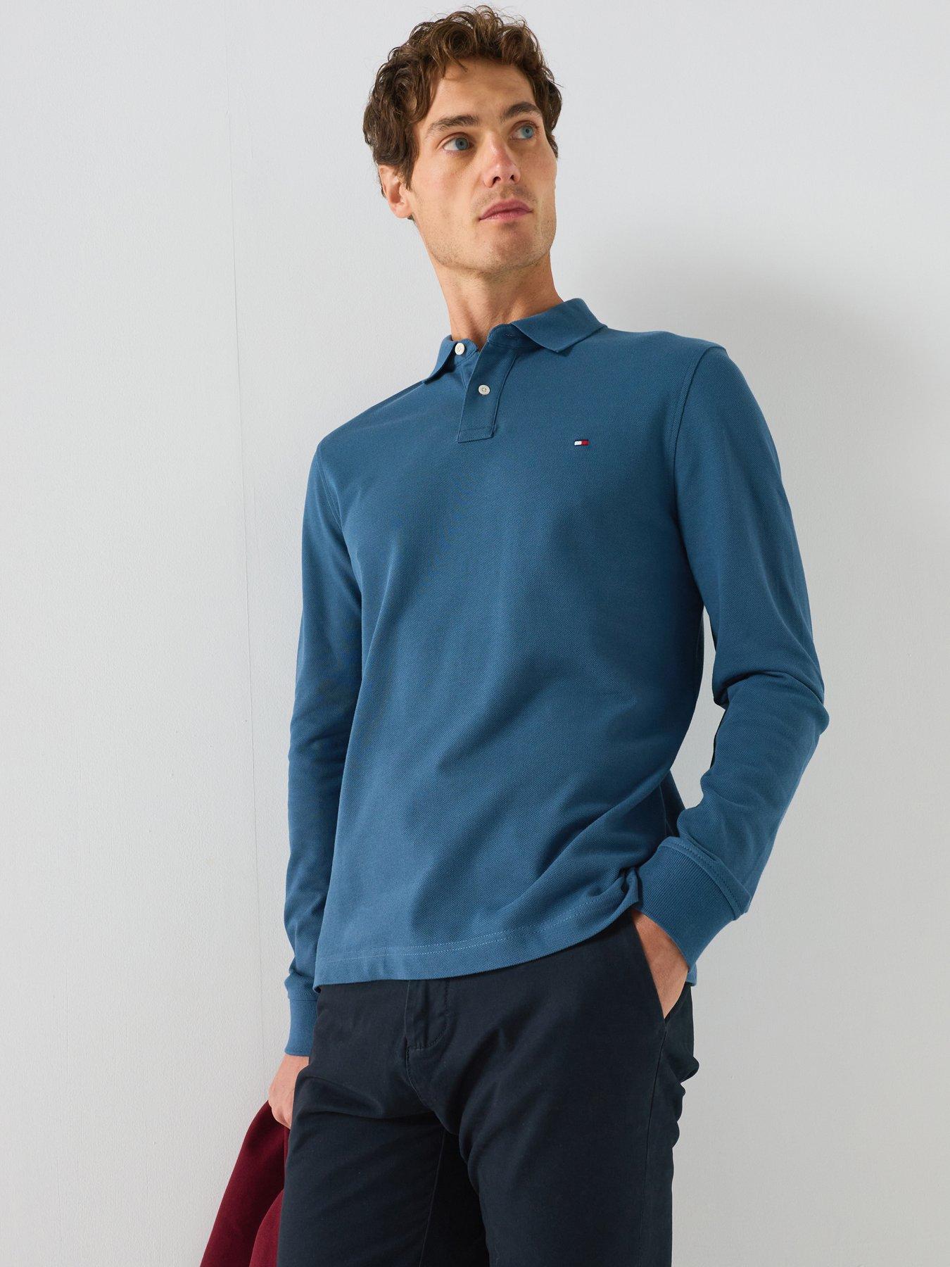 Tommy Hilfiger 1985 Regular Fit Long Sleeve Polo Shirt - Aegean Sea