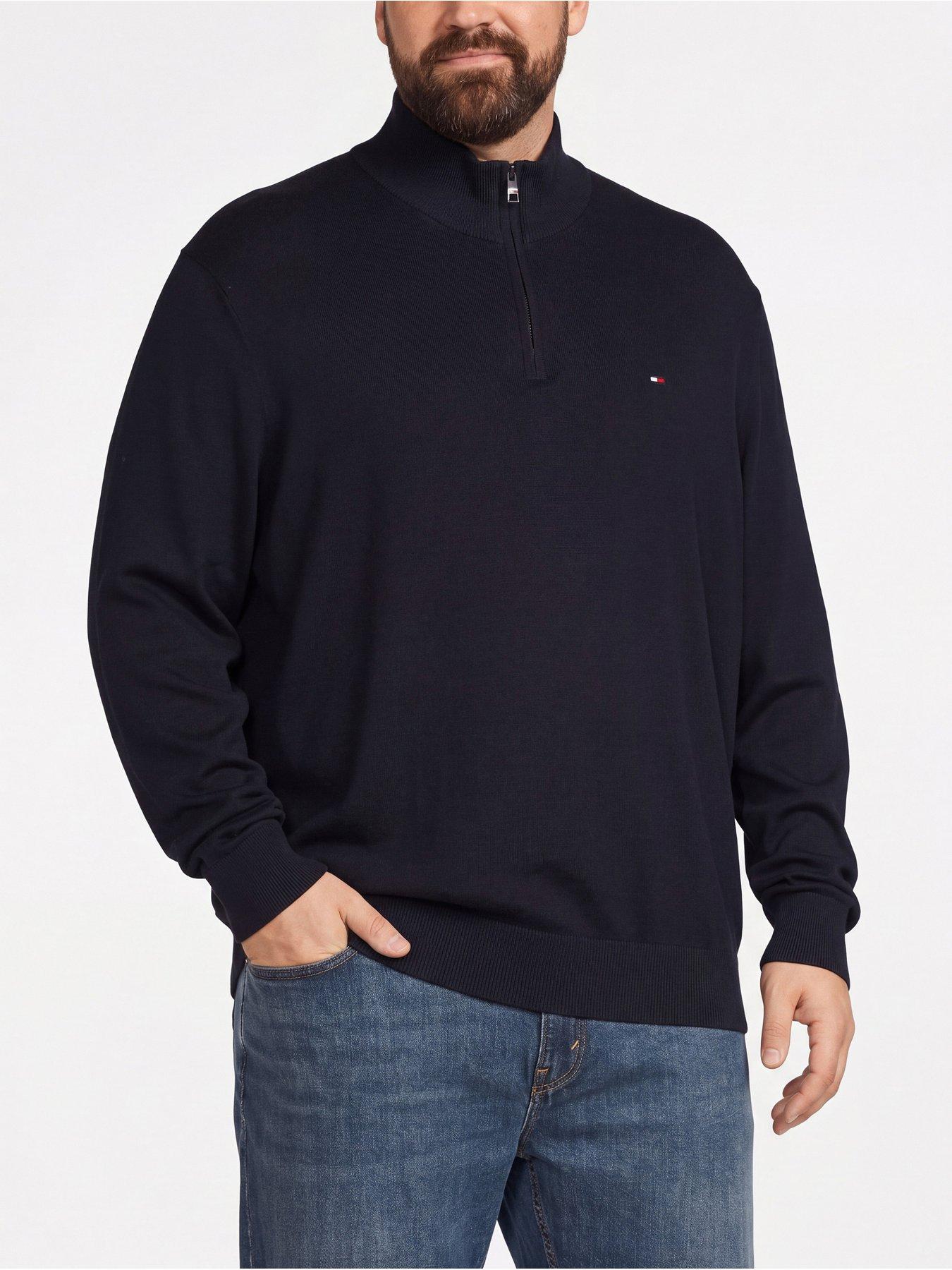 Image 1 of 5 of Tommy Hilfiger Mens Big &amp; Tall Half Zip Cotton Cashmere Knitted Jumper - Navy