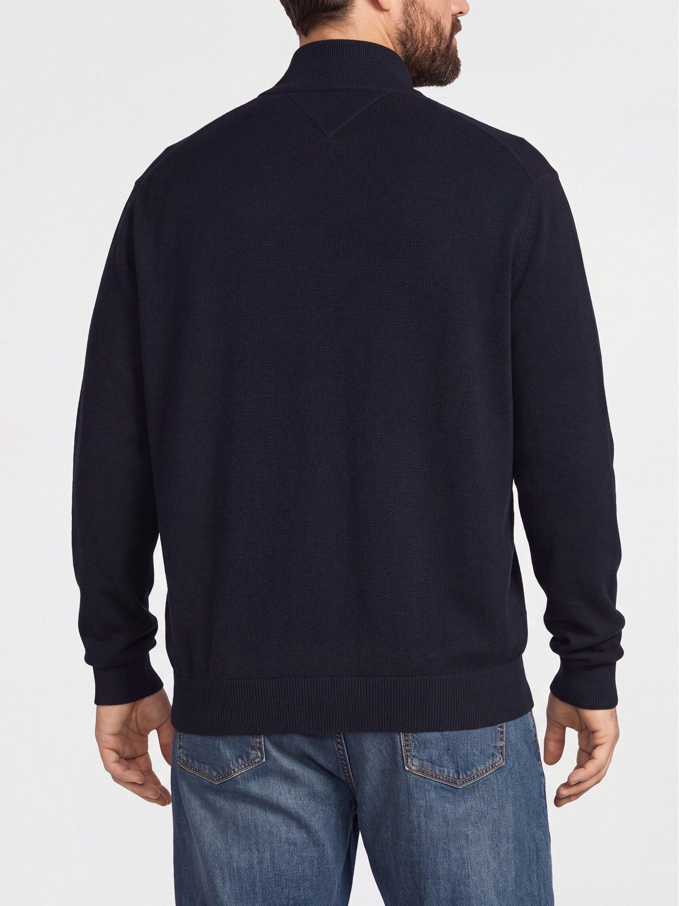 Image 2 of 5 of Tommy Hilfiger Mens Big &amp; Tall Half Zip Cotton Cashmere Knitted Jumper - Navy