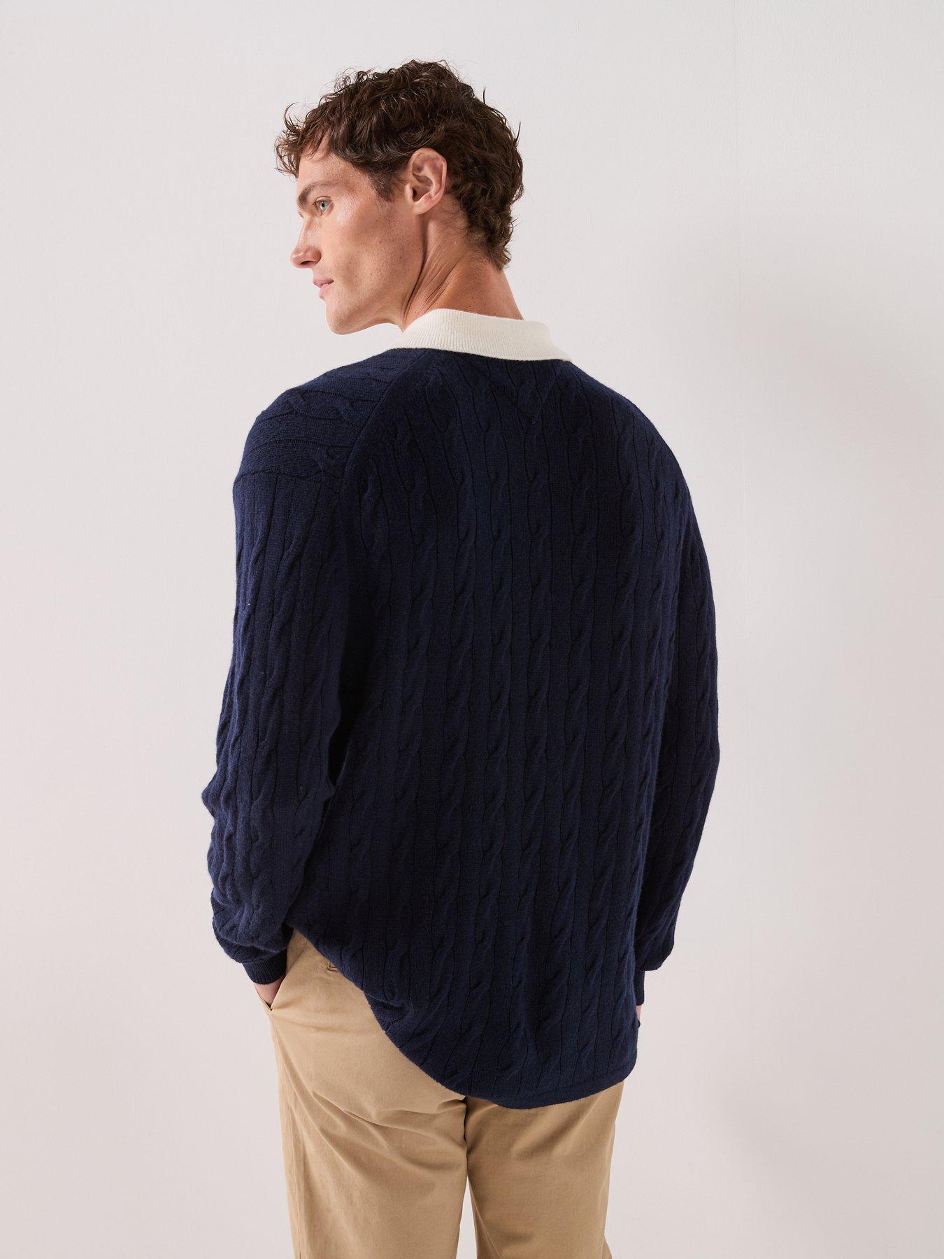 Image 2 of 6 of Tommy Hilfiger Lambswool Cable Rugby Knitted Jumper - Navy