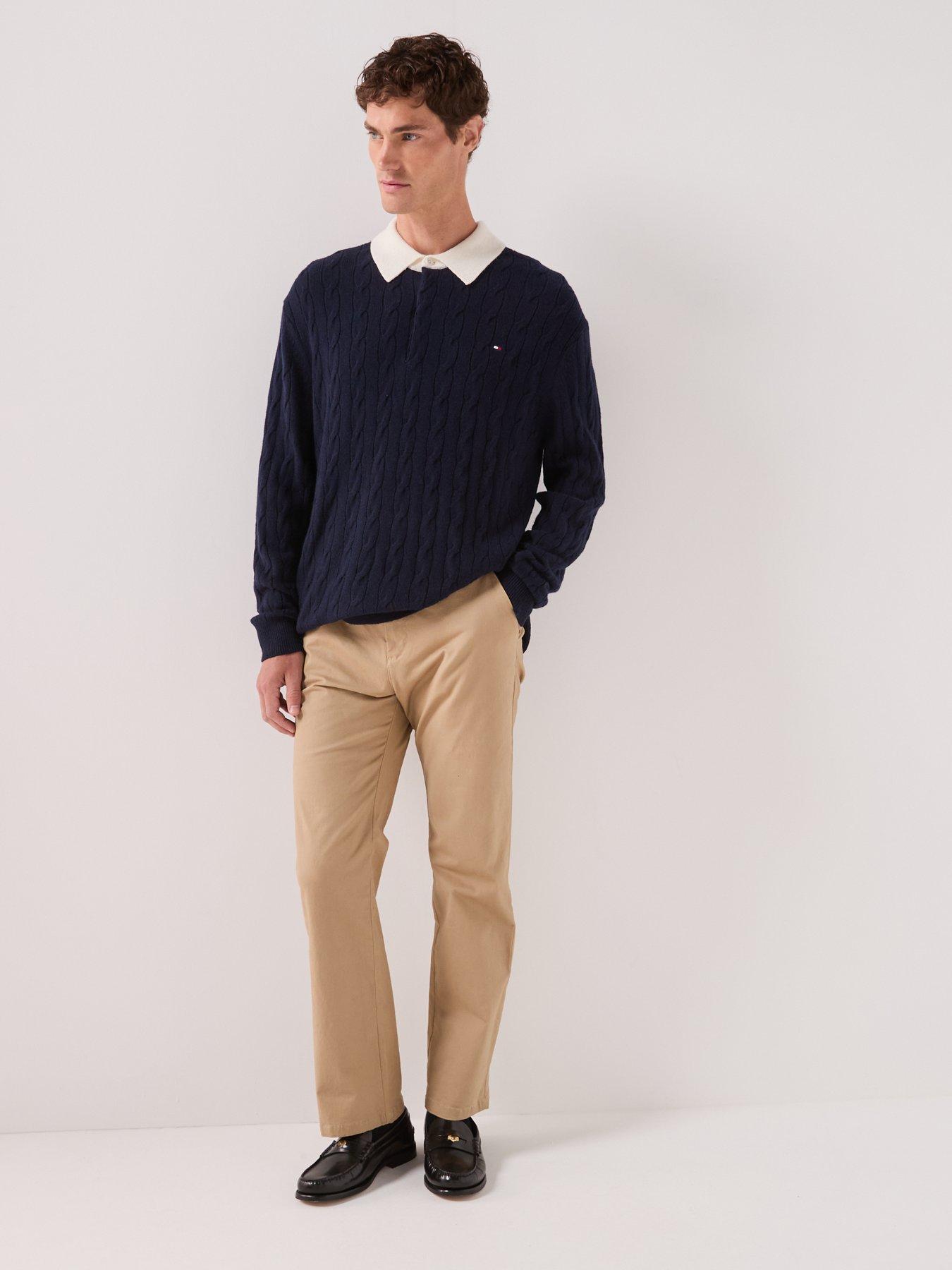 Image 3 of 6 of Tommy Hilfiger Lambswool Cable Rugby Knitted Jumper - Navy