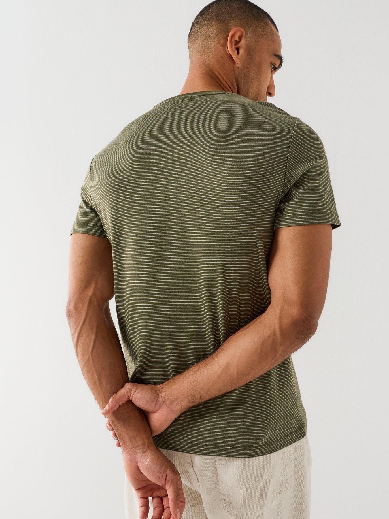 Image 2 of 4 of Calvin Klein Short Sleeve Slim Fit Supima Stripe T-Shirt - Green