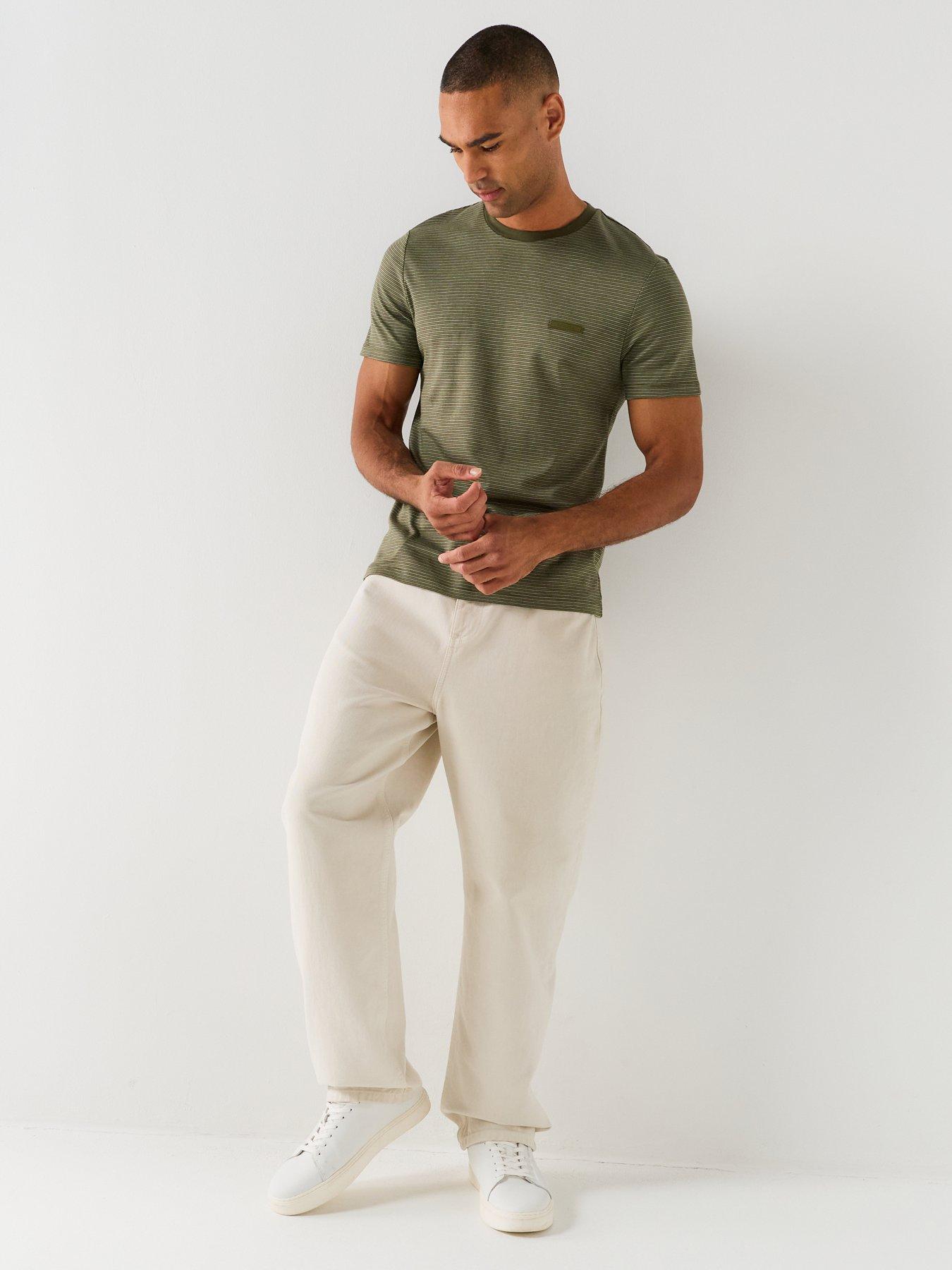Image 3 of 4 of Calvin Klein Short Sleeve Slim Fit Supima Stripe T-Shirt - Green