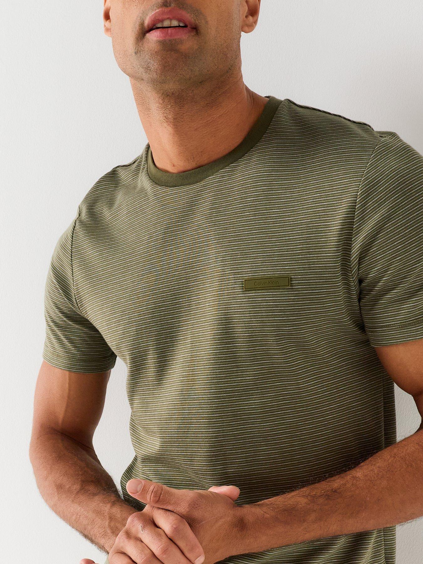 Image 4 of 4 of Calvin Klein Short Sleeve Slim Fit Supima Stripe T-Shirt - Green