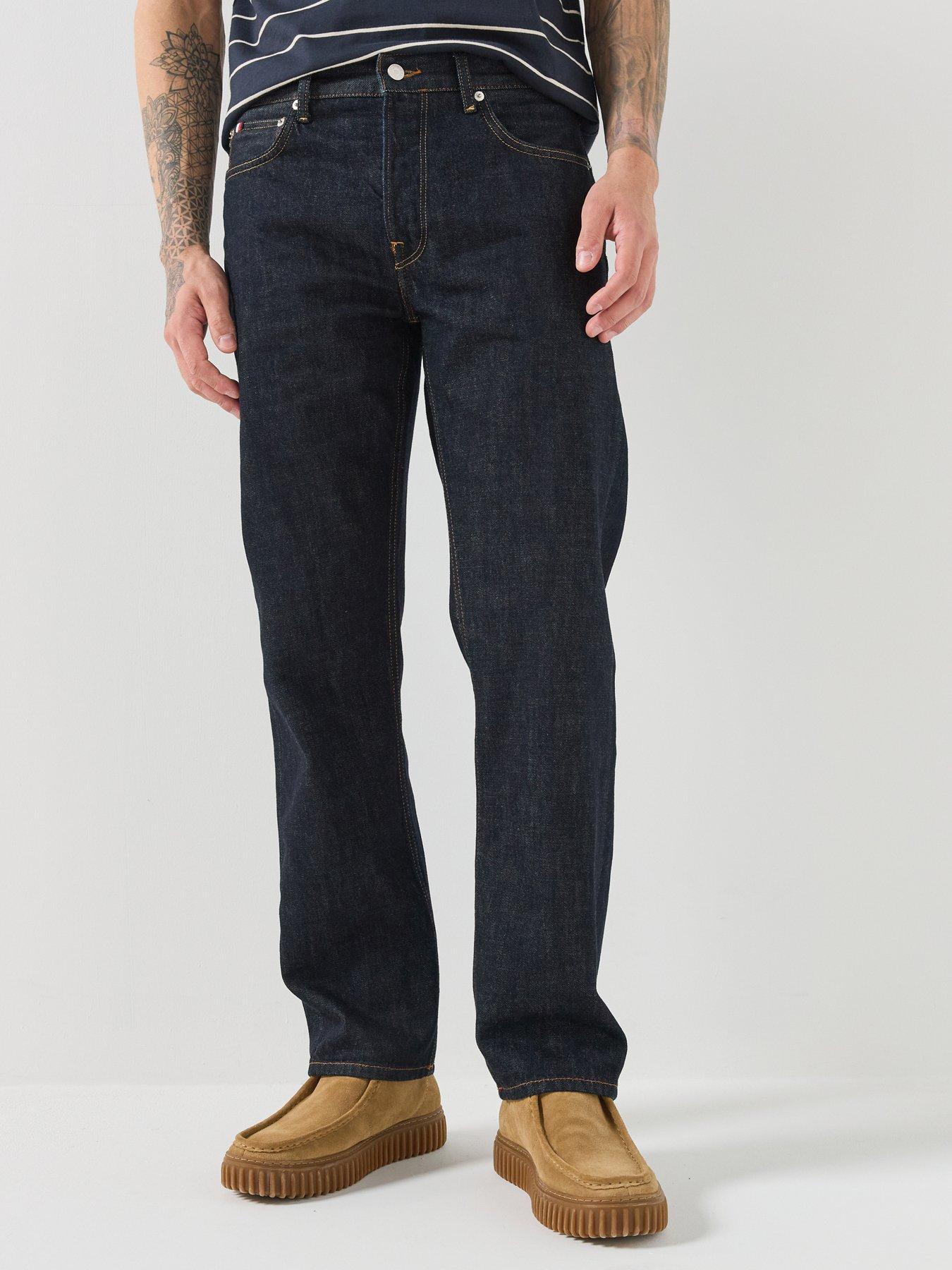 Image 1 of 5 of Tommy Hilfiger Mens Regular Straight Selvedge Jeans - Dark Blue