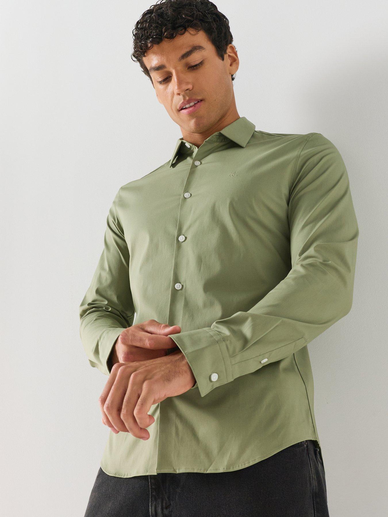 Calvin Klein Long Sleeve Supima Logo Polo Shirt - Green