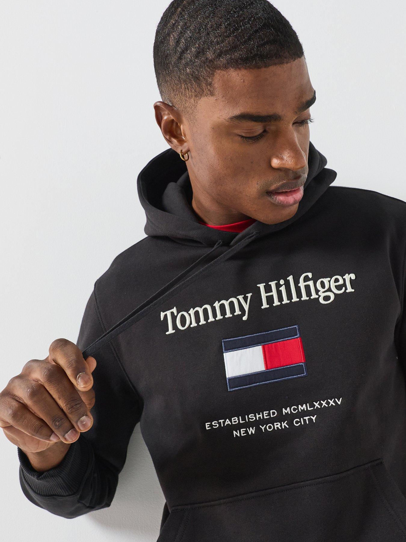 Image 6 of 6 of Tommy Hilfiger Tommy Embroidered Flag Hoodie - Black