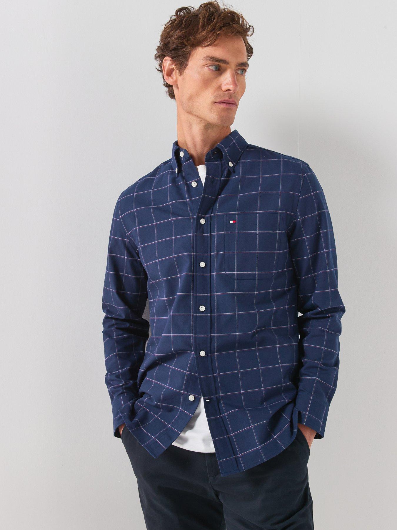 Image 1 of 6 of Tommy Hilfiger Men's Heritage Oxford Check Regular Fit Shirt - Navy