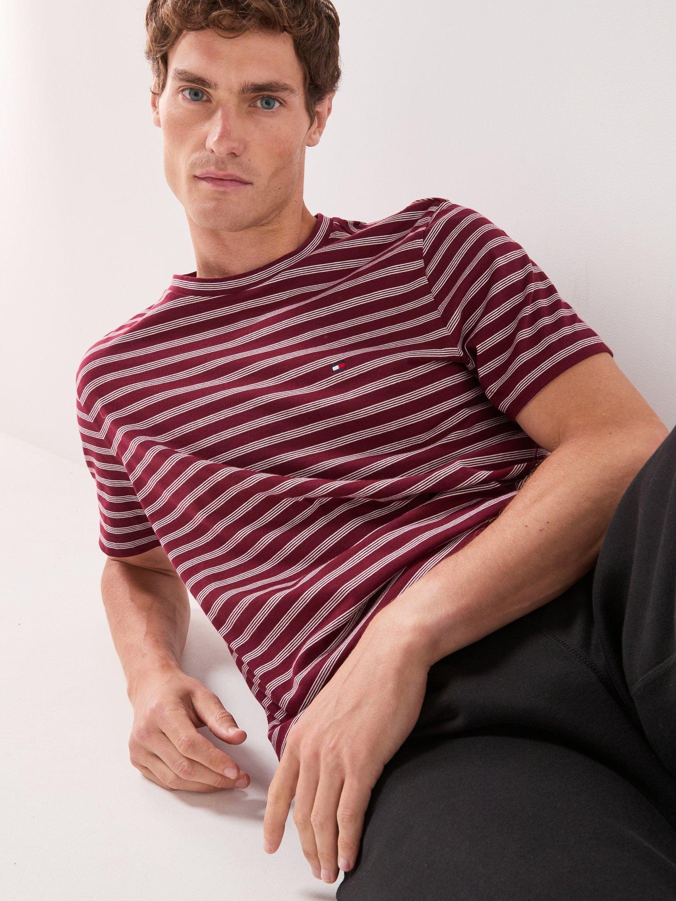Tommy Hilfiger Regular Fit Essenital Flag Logo Striped T-Shirt - Navy