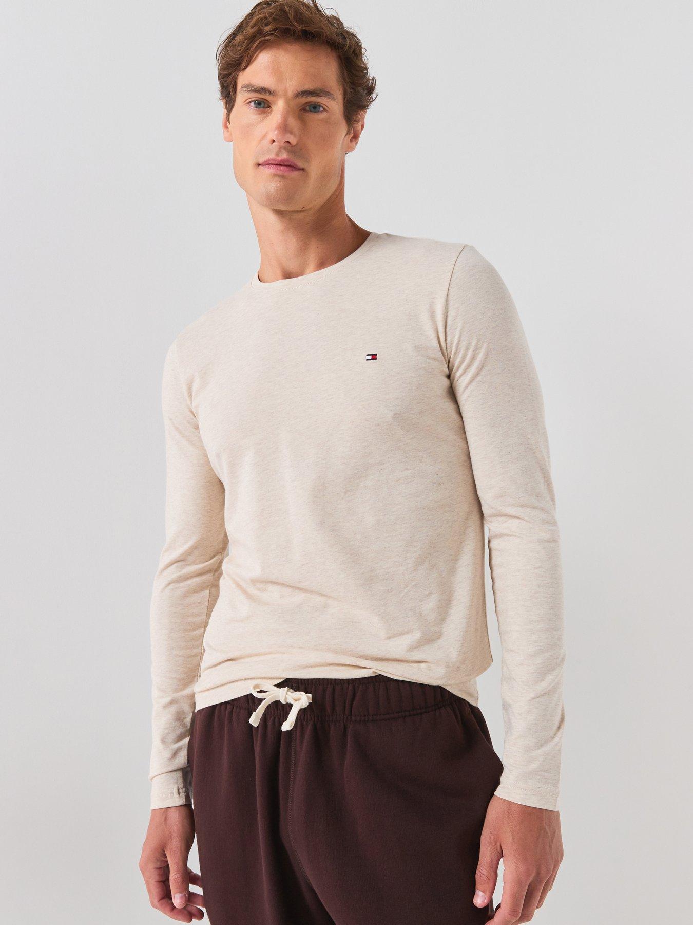 Tommy Hilfiger Stretch Slim Fit Long Sleeve T-shirt - Natural