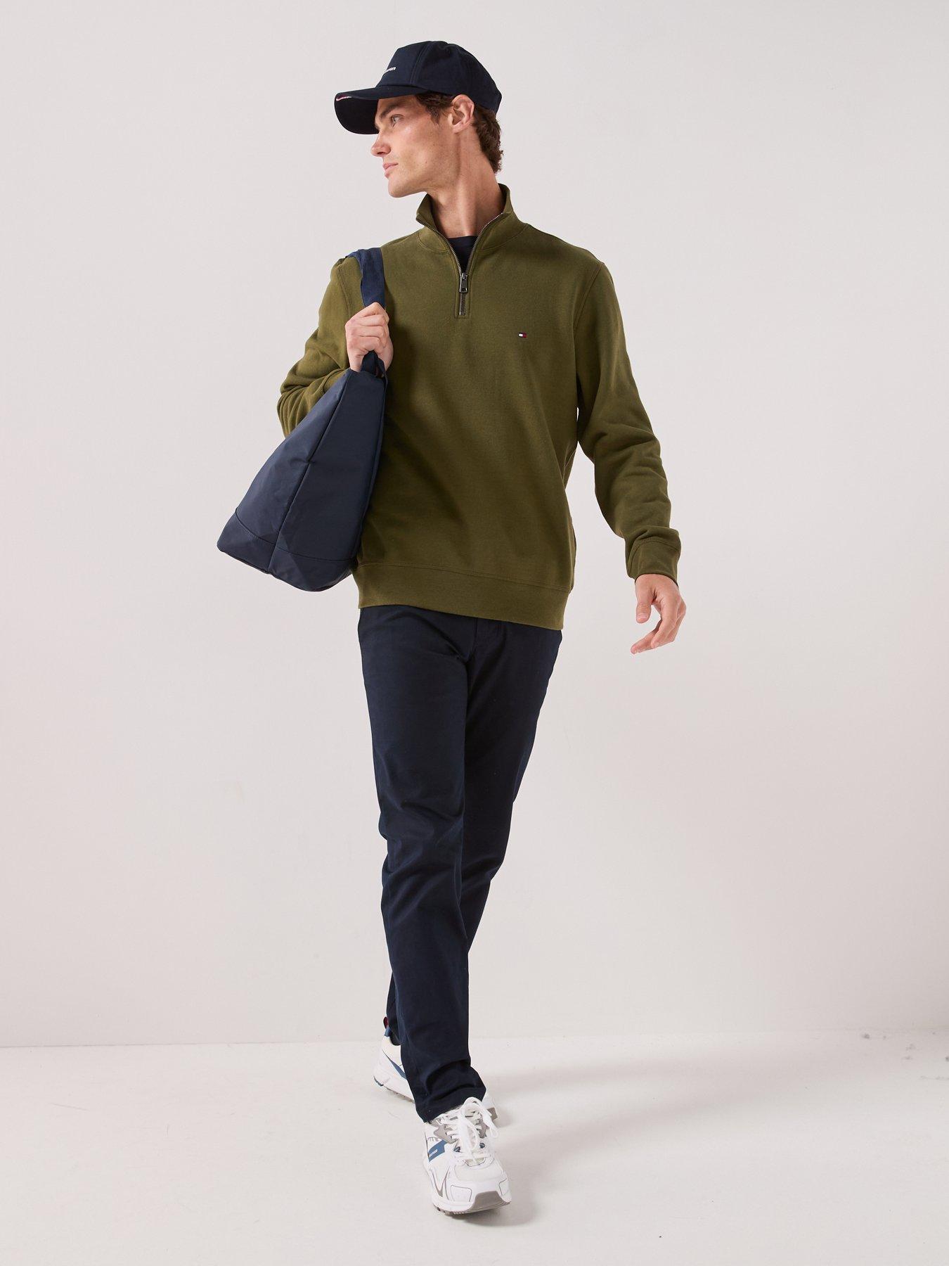 Image 3 of 6 of Tommy Hilfiger Essential Fleece 1/4 Zip Sweatshirt - Olive