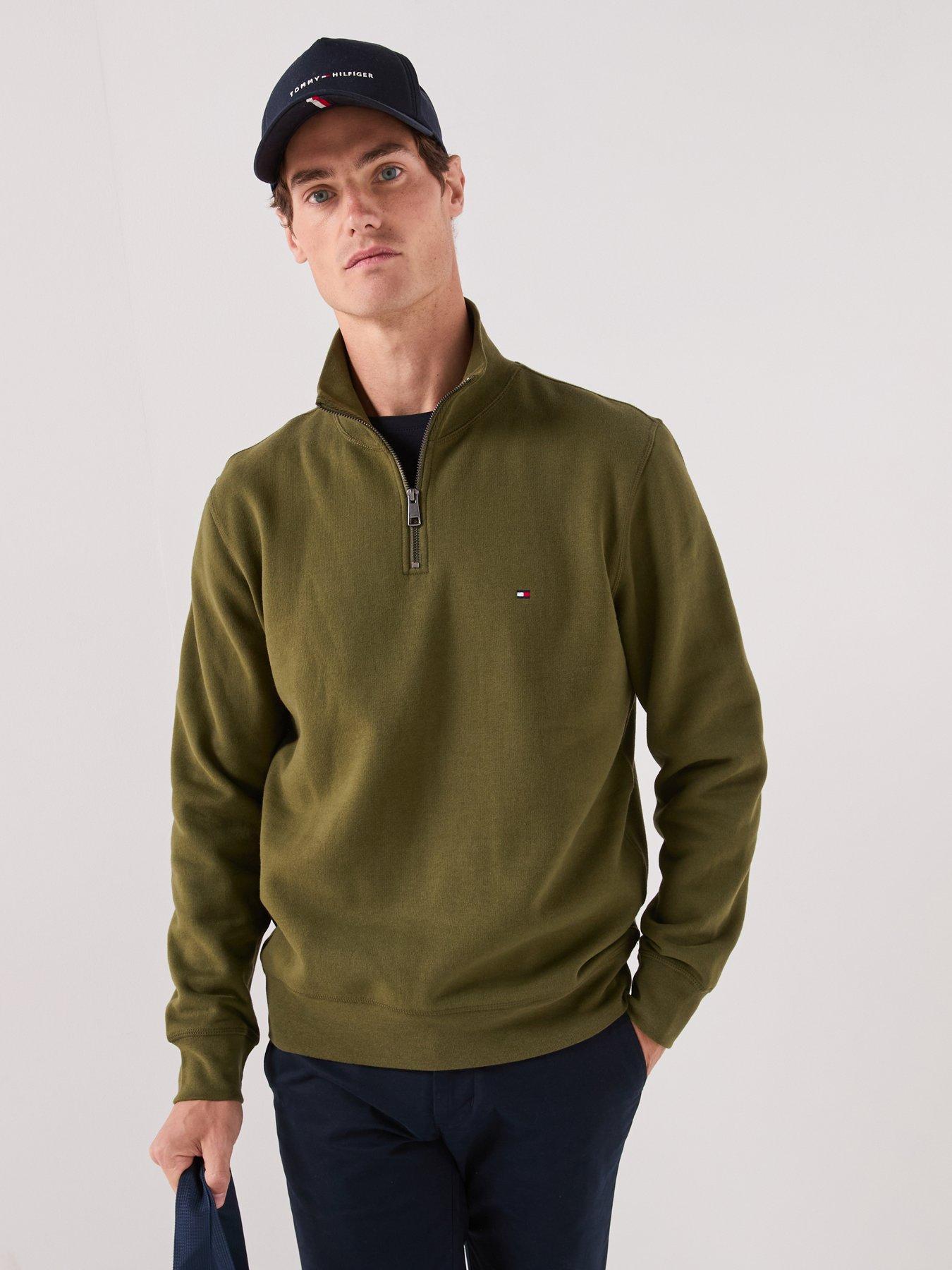 Image 5 of 6 of Tommy Hilfiger Essential Fleece 1/4 Zip Sweatshirt - Olive