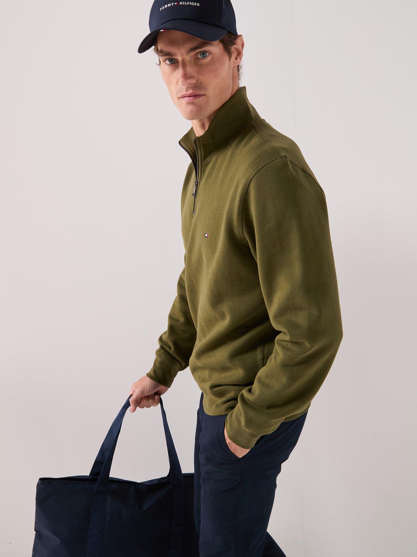 Image 6 of 6 of Tommy Hilfiger Essential Fleece 1/4 Zip Sweatshirt - Olive