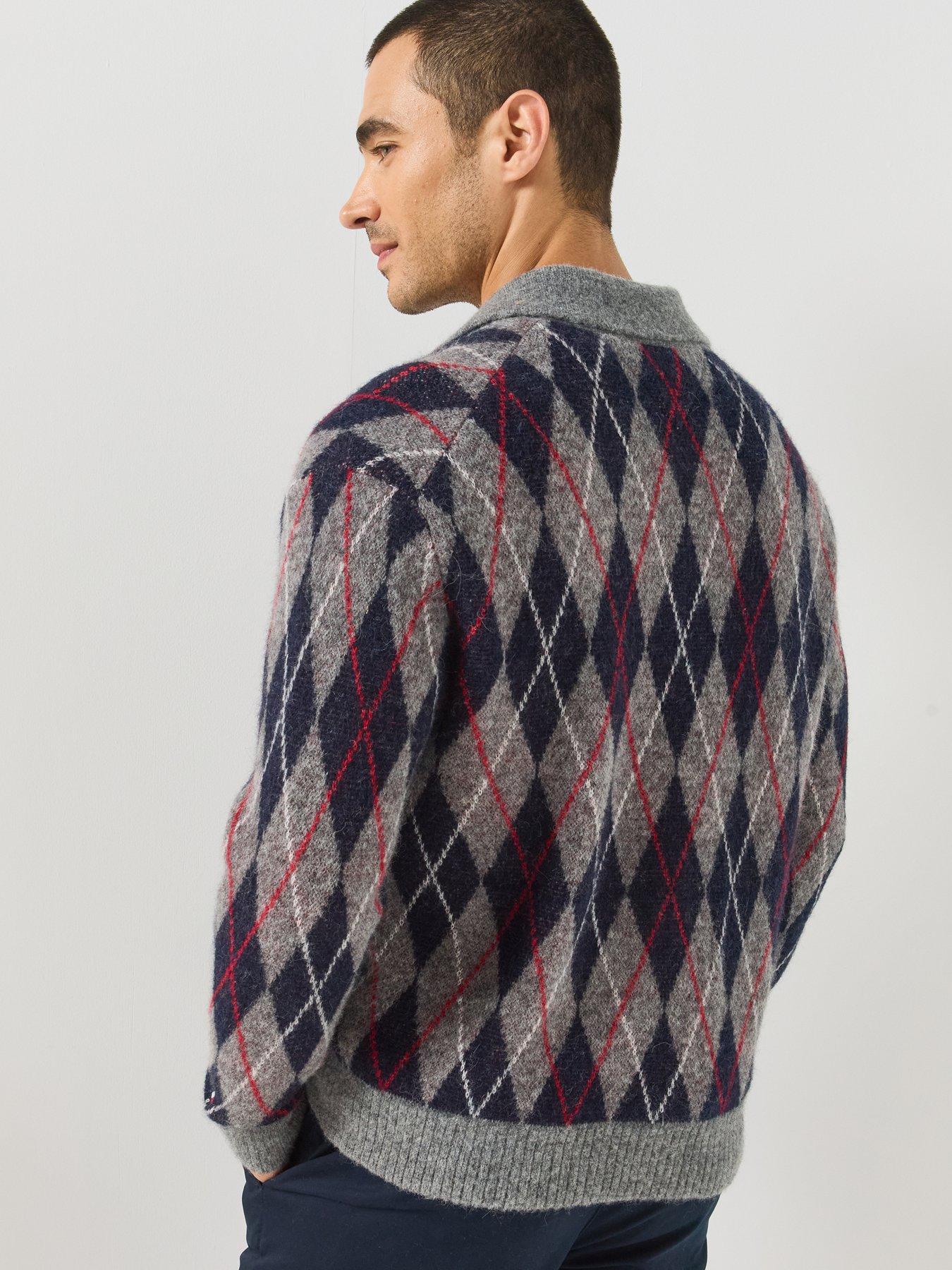 Image 2 of 6 of Tommy Hilfiger Alpaca Blend Argyle Button Through&nbsp;Knitted Cardigan - Grey