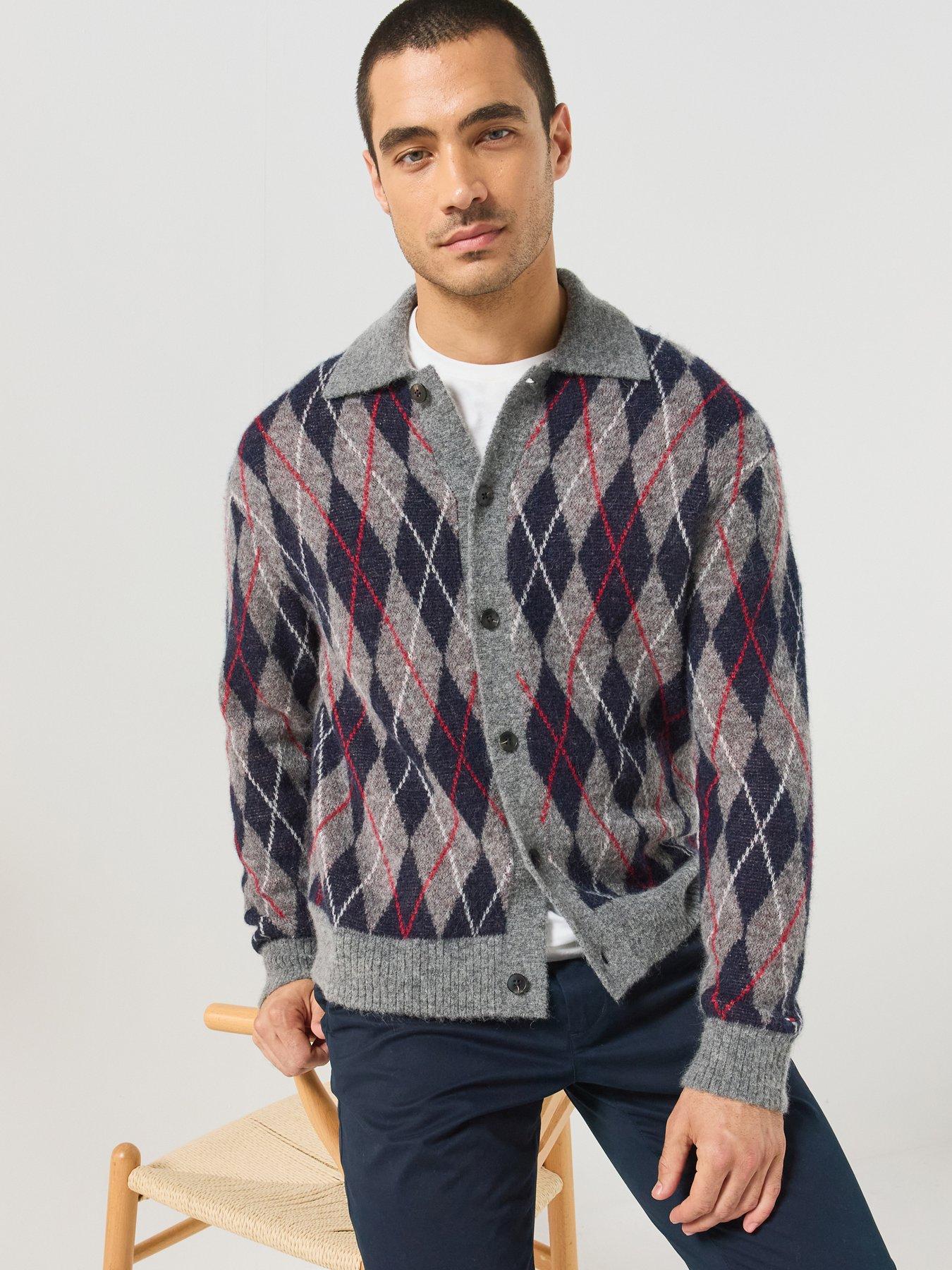 Image 5 of 6 of Tommy Hilfiger Alpaca Blend Argyle Button Through&nbsp;Knitted Cardigan - Grey