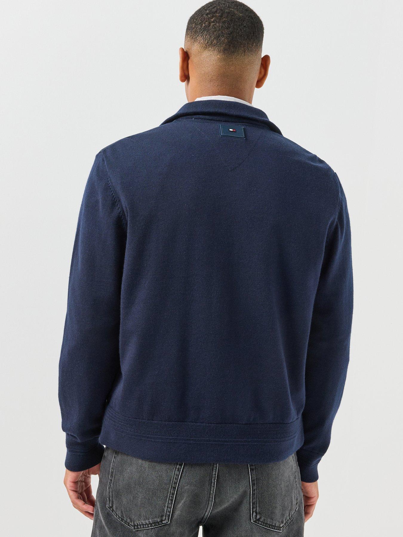Image 2 of 5 of Tommy Hilfiger Mens NY Mixed Media Two-Way Zip Lightly Padded Jacket - Navy