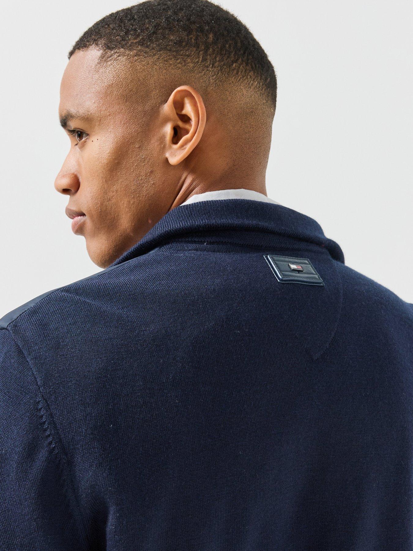 Image 5 of 5 of Tommy Hilfiger Mens NY Mixed Media Two-Way Zip Lightly Padded Jacket - Navy