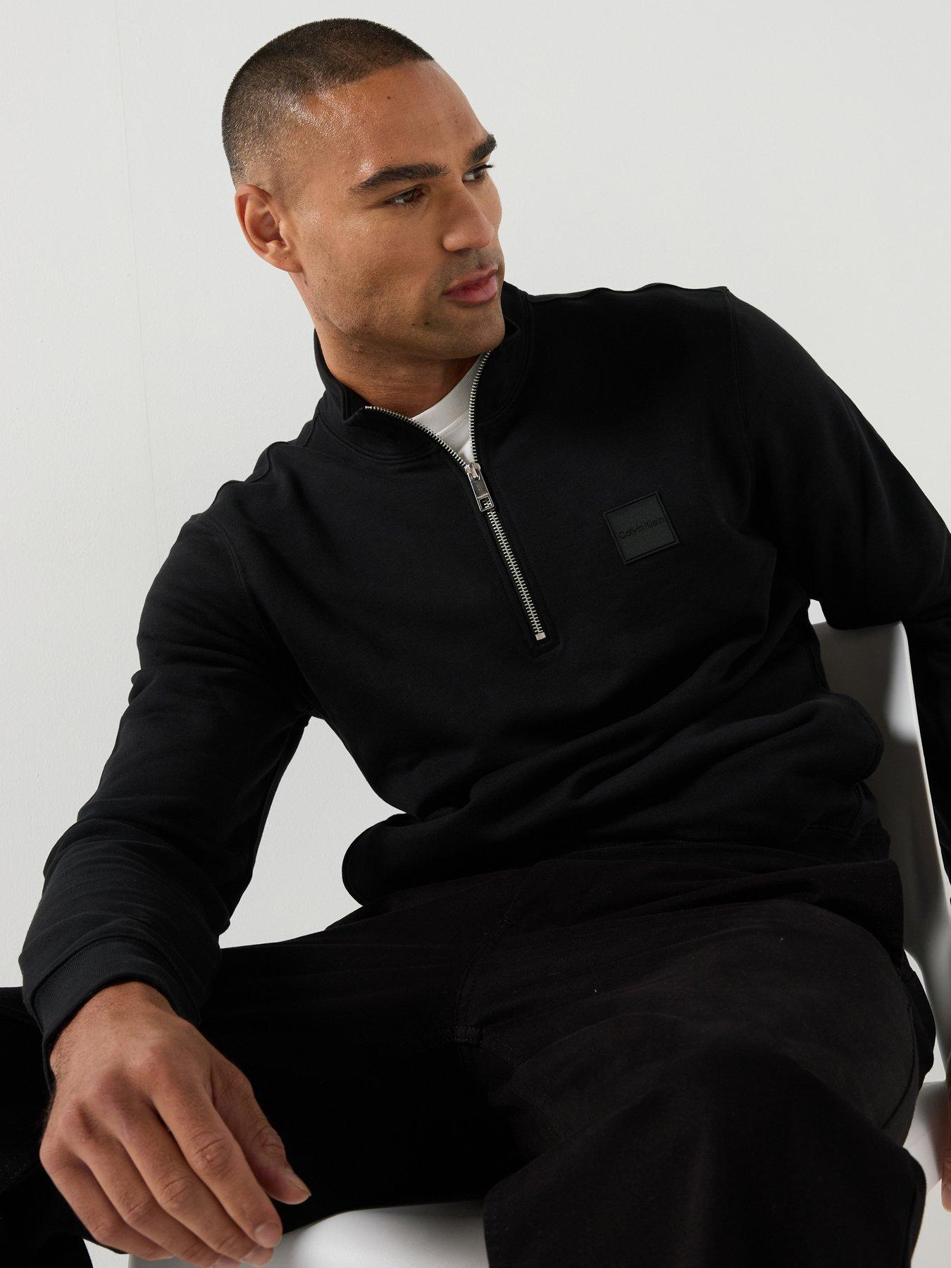 Calvin Klein Calvin Klein Rubber Badge 1/4 Zip Sweatshirt - White
