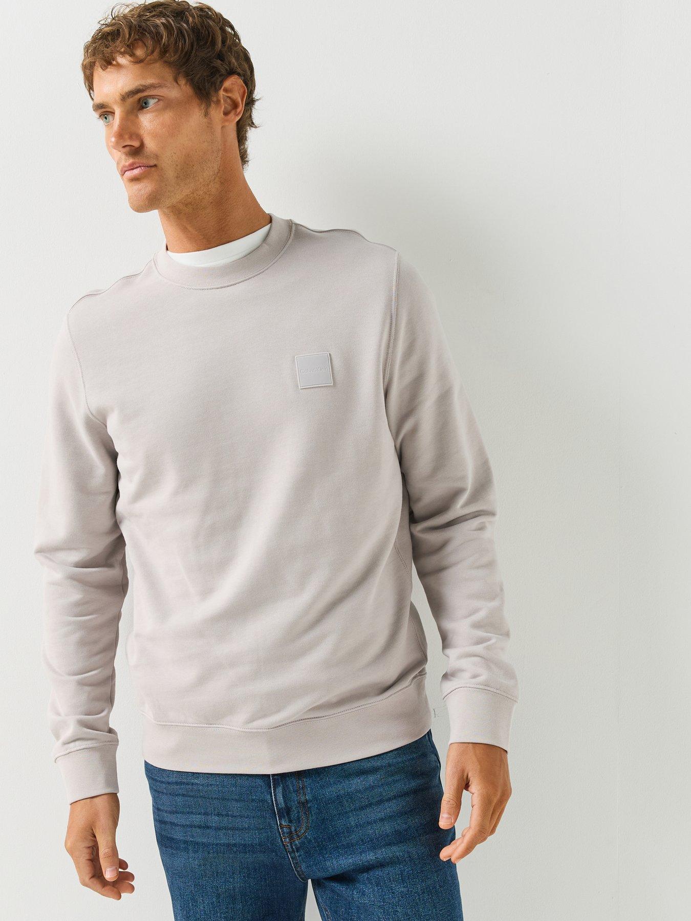 Image 1 of 6 of Calvin Klein Mens Rubber Badge Crew Neck Sweatshirt - Black