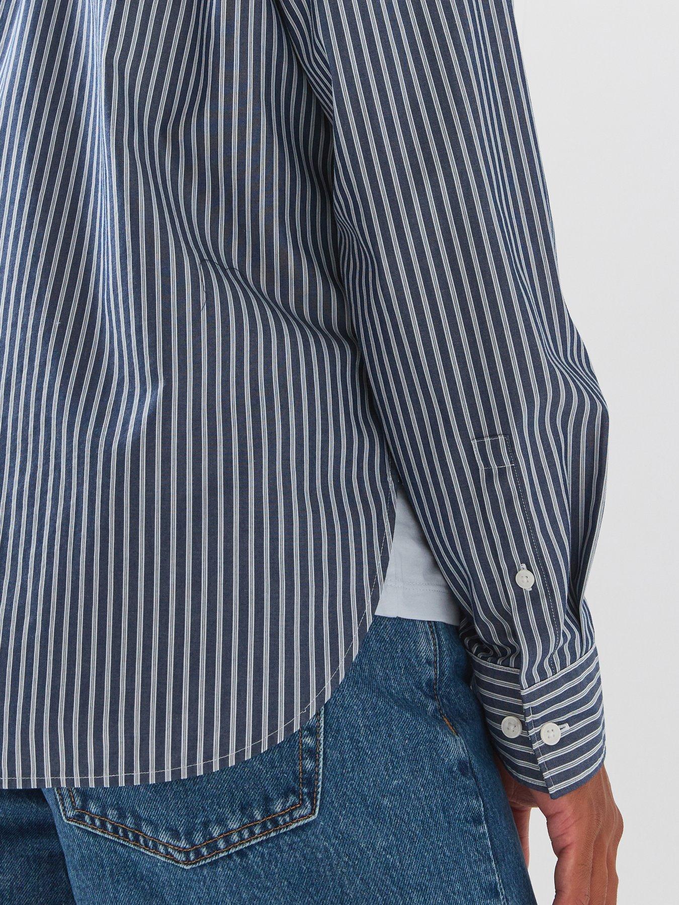 Image 6 of 6 of Calvin Klein Jeans Washed Stripe Poplin Relaxed Shirt - Blue