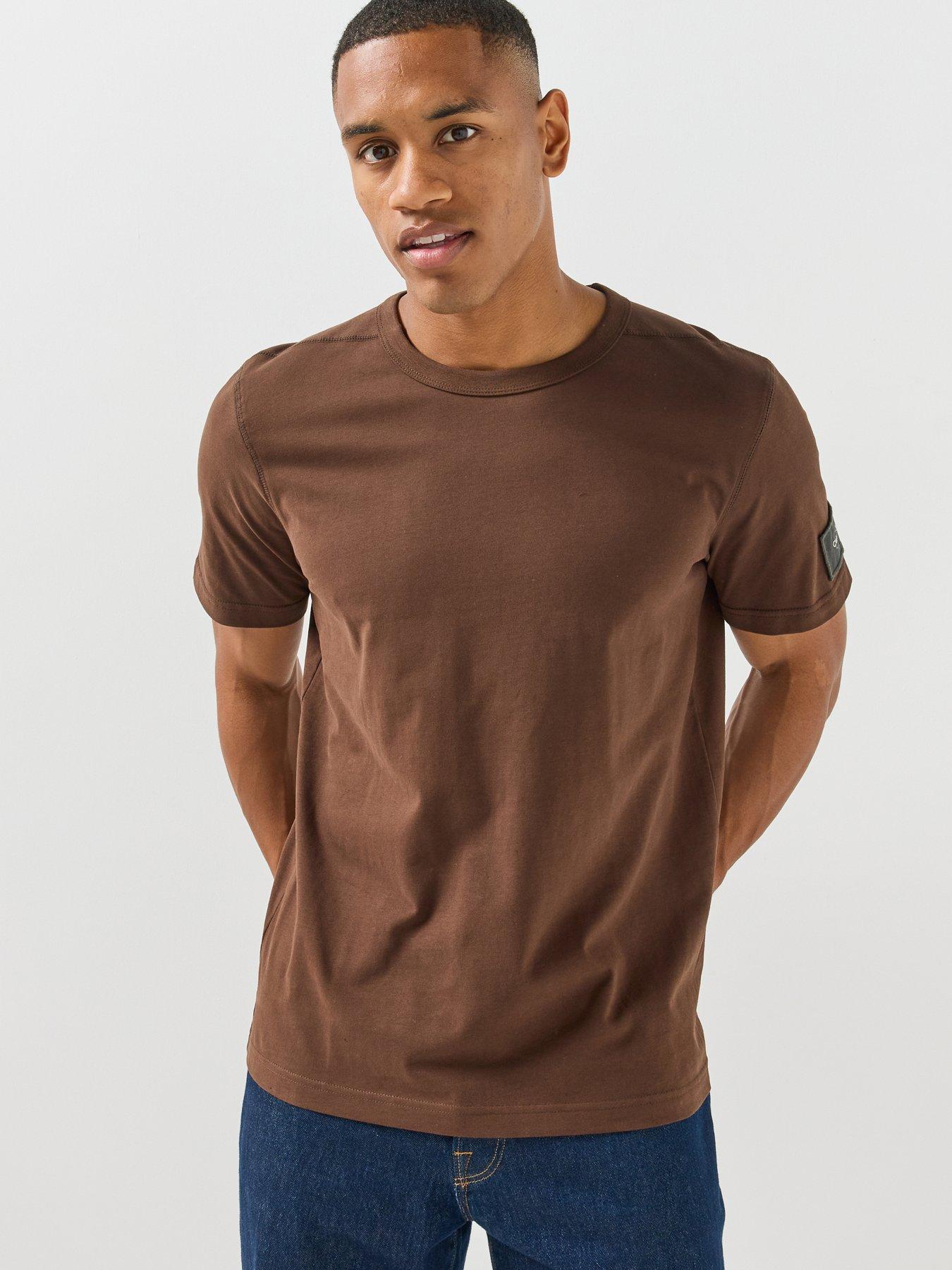 Image 1 of 5 of Calvin Klein Jeans Classic Sueded Jersey Badge T-Shirt - Brown