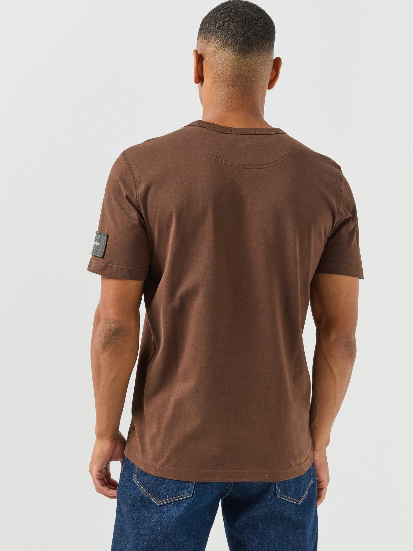 Image 2 of 5 of Calvin Klein Jeans Classic Sueded Jersey Badge T-Shirt - Brown