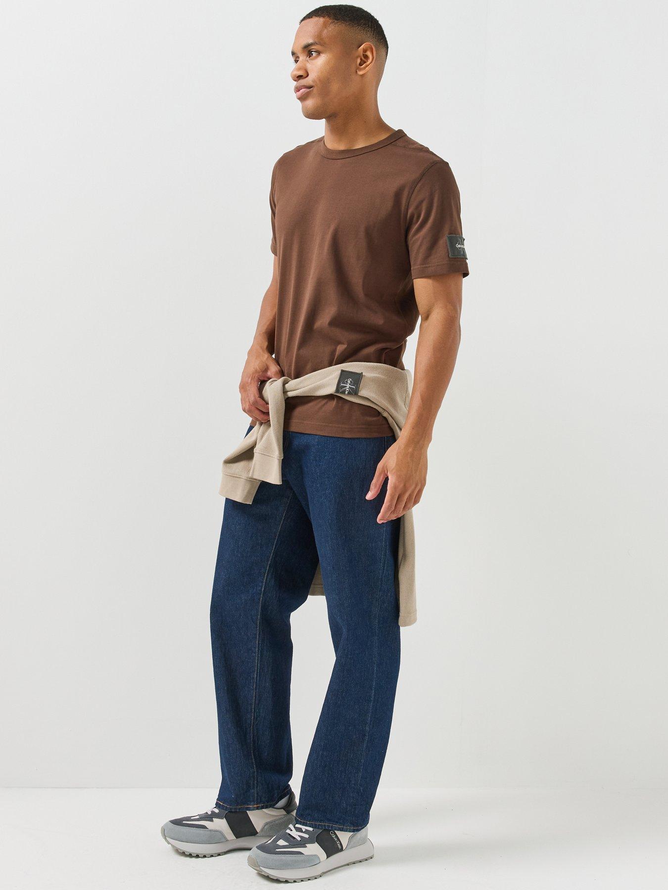 Image 3 of 5 of Calvin Klein Jeans Classic Sueded Jersey Badge T-Shirt - Brown