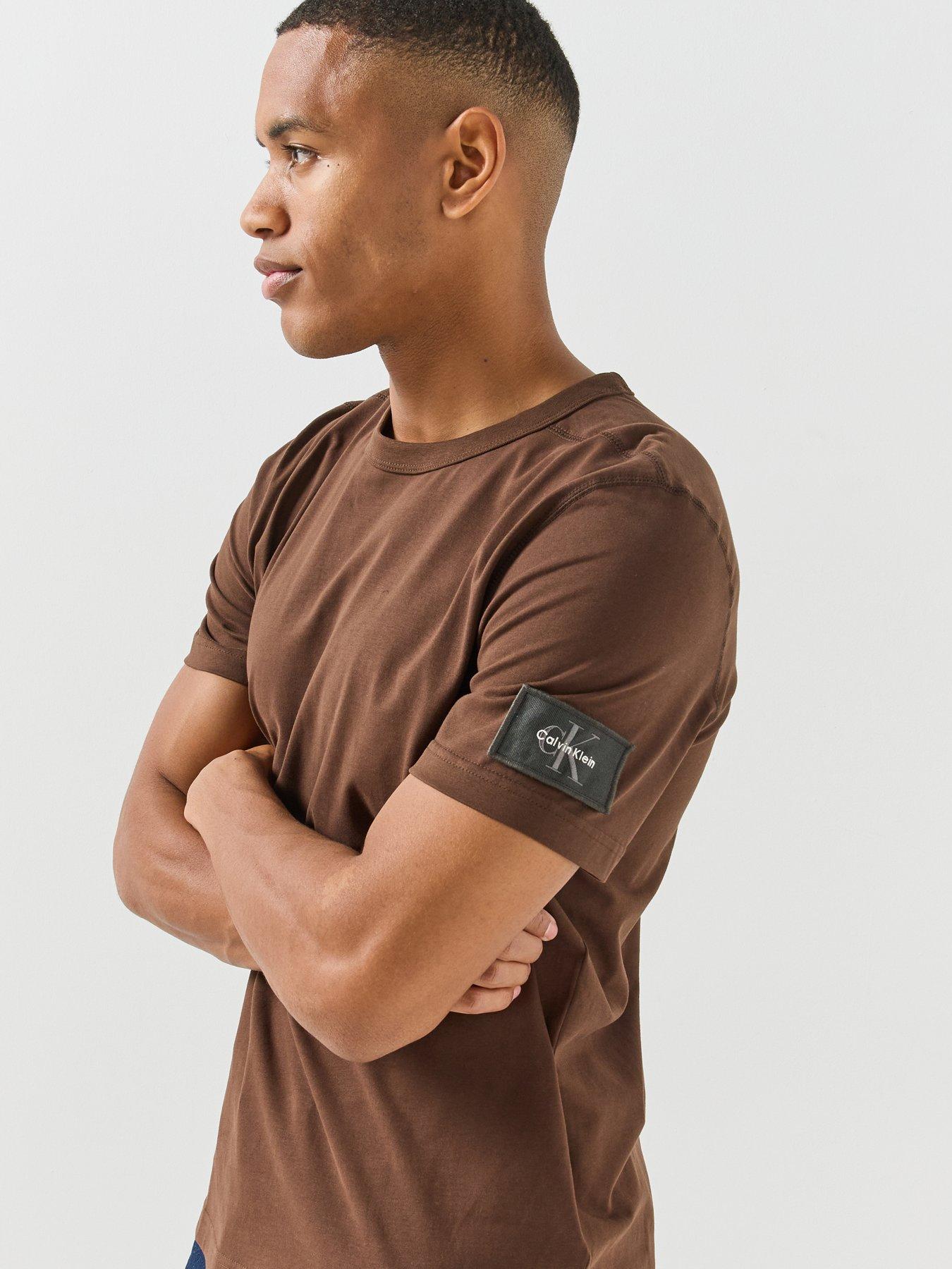 Image 4 of 5 of Calvin Klein Jeans Classic Sueded Jersey Badge T-Shirt - Brown