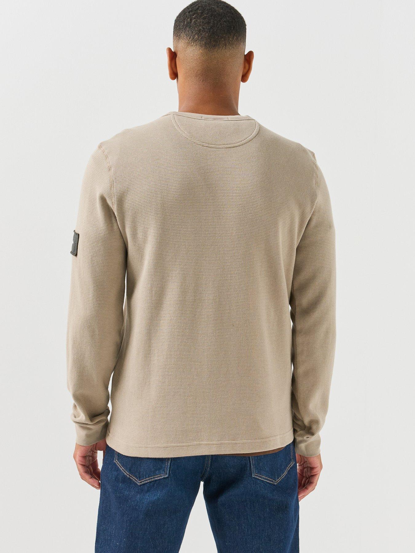 Image 2 of 5 of Calvin Klein Jeans Long Sleeve Waffle Badge T-Shirt - Cream