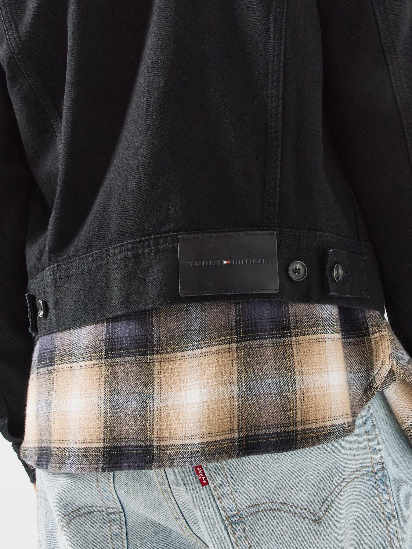 Image 4 of 6 of Tommy Hilfiger Mens Button-Through Cotton-Rich Denim Jacket - Black
