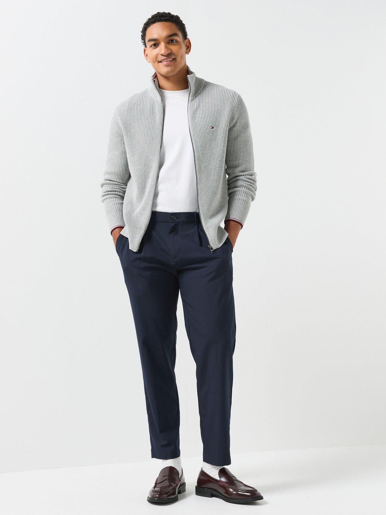 Image 3 of 6 of Tommy Hilfiger Rib Zip Through Knitted Cardigan - Light Grey