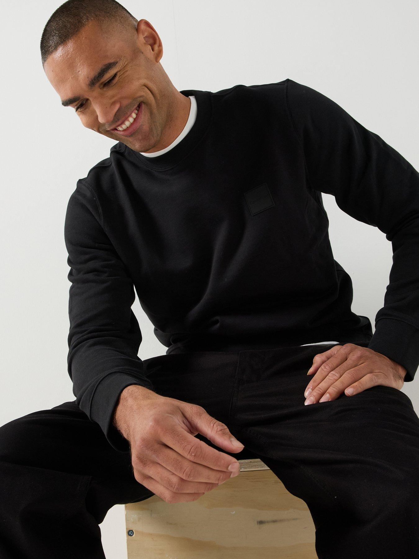Image 1 of 6 of Calvin Klein Rubber Badge Crew Sweatshirt - Black