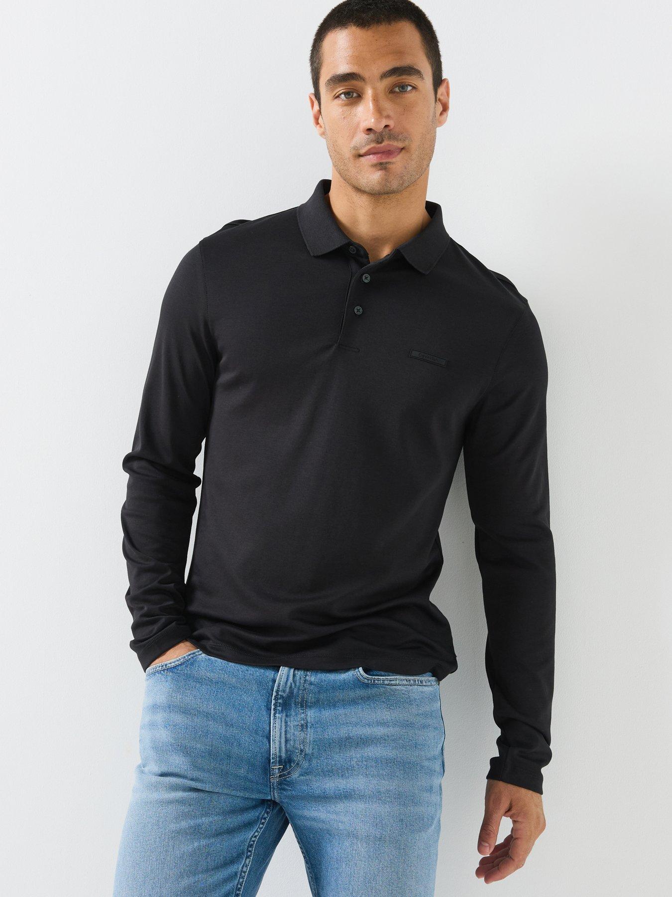 Calvin Klein Calvin Klein Long Sleeve Supima Tipped Polo Shirt - Blue