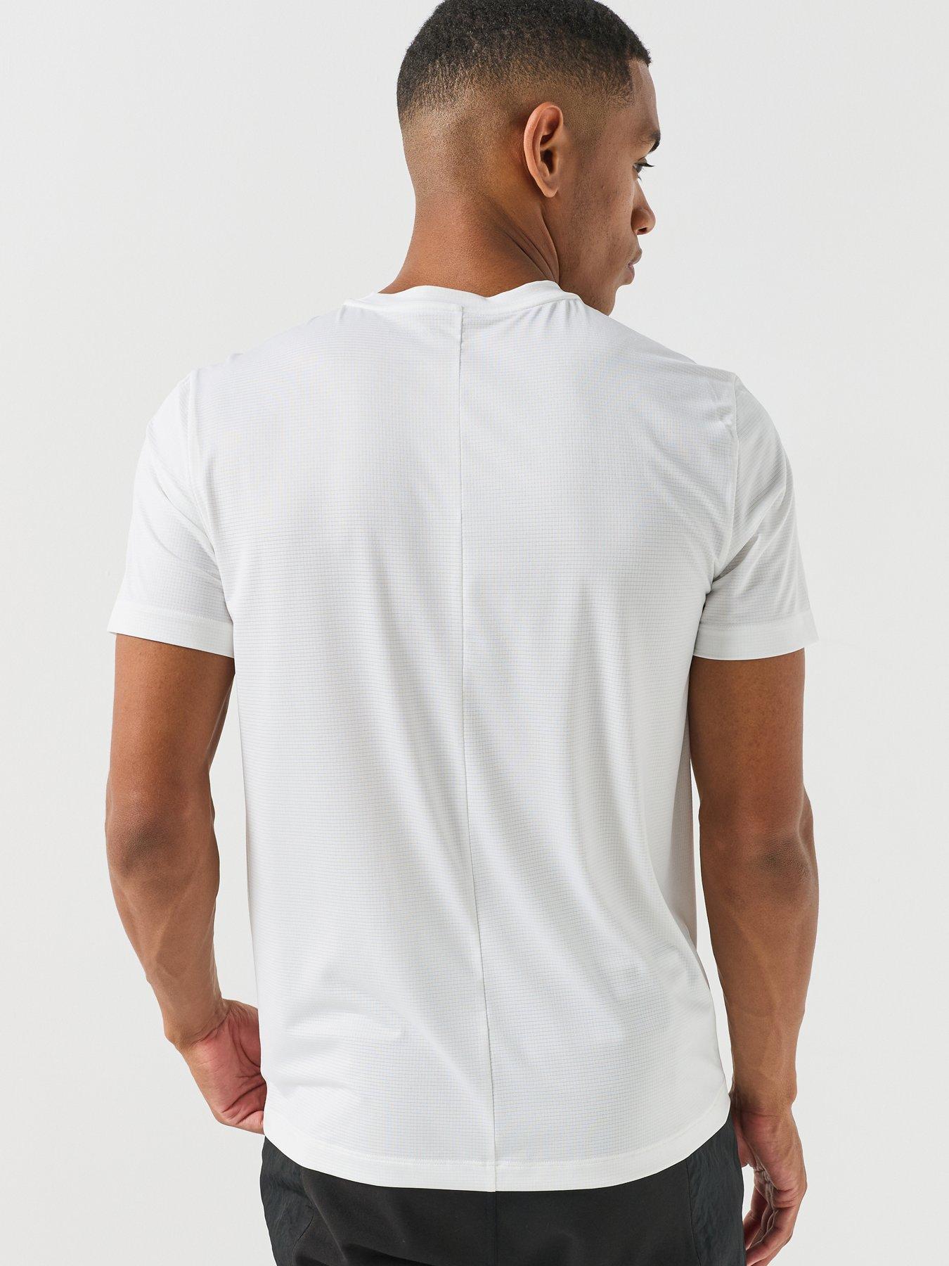 Image 2 of 6 of Calvin Klein Sport Mens Work Out Mesh Quick-Dry Sport T-Shirt - White