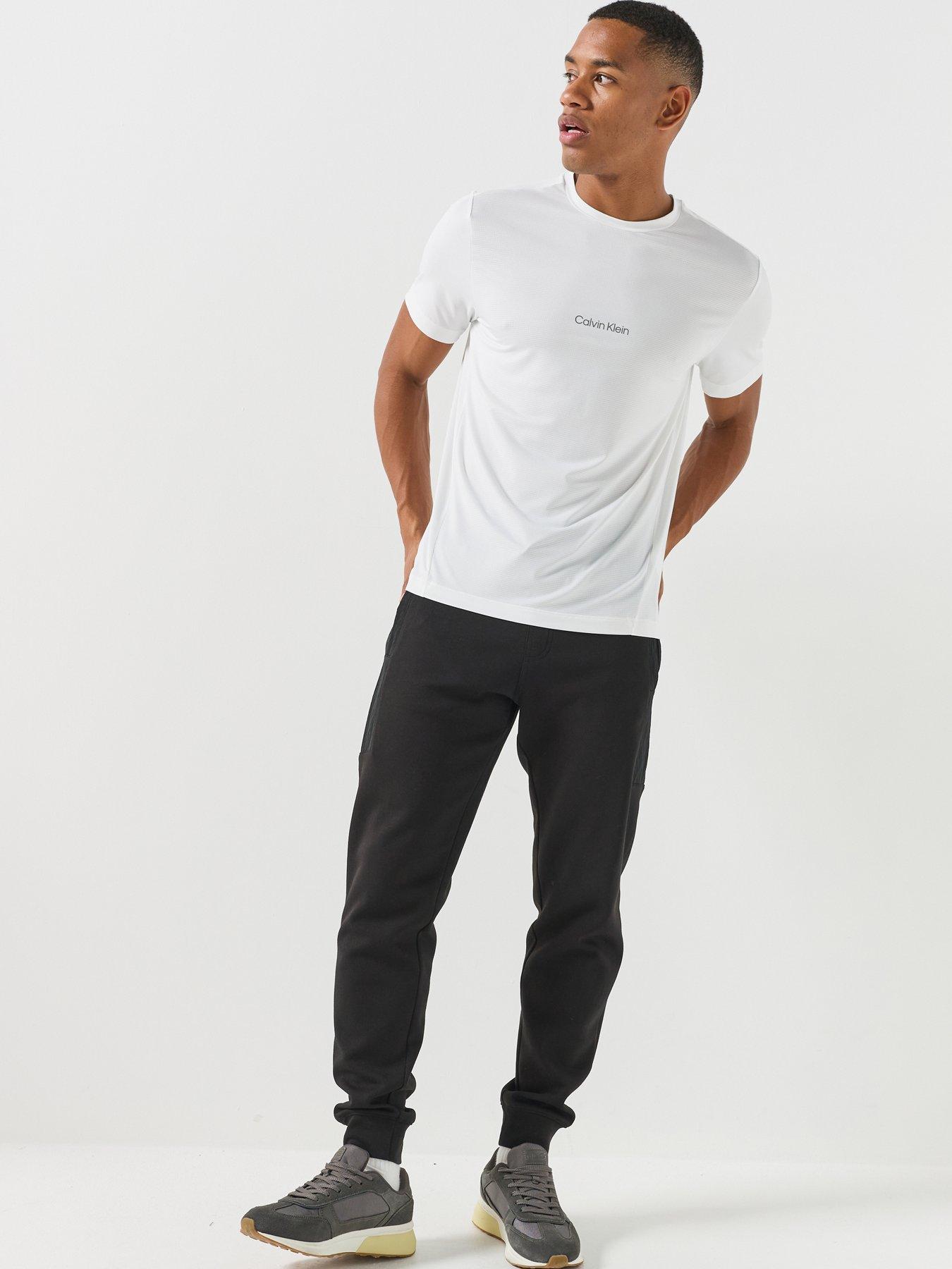 Image 3 of 6 of Calvin Klein Sport Mens Work Out Mesh Quick-Dry Sport T-Shirt - White