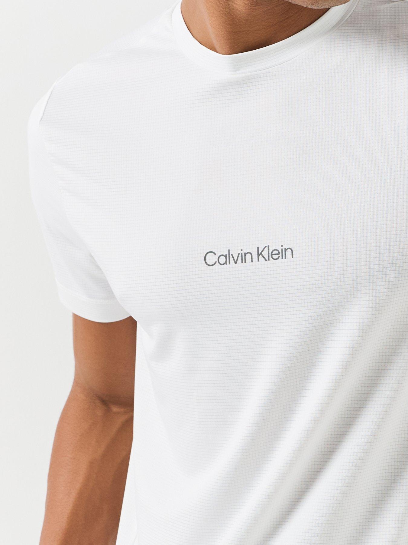 Image 6 of 6 of Calvin Klein Sport Mens Work Out Mesh Quick-Dry Sport T-Shirt - White