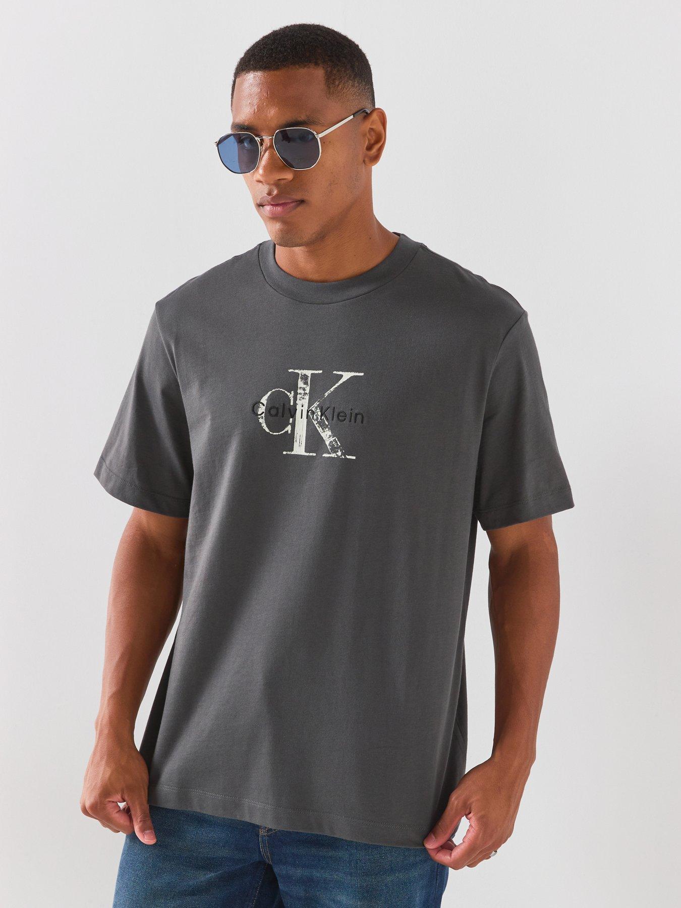 Calvin Klein Jeans 20s Distressed Monologo T-Shirt - Grey