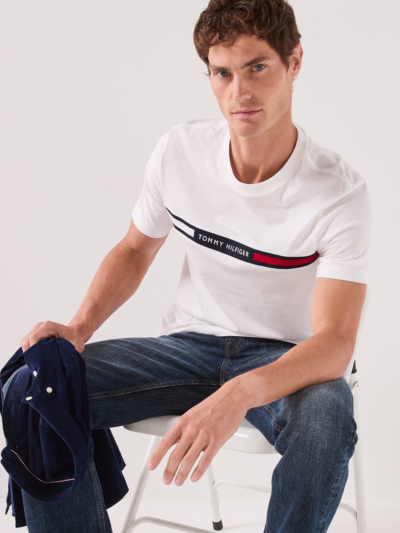 Image 4 of 5 of Tommy Hilfiger Hilfiger Chest Insert T-shirt - White