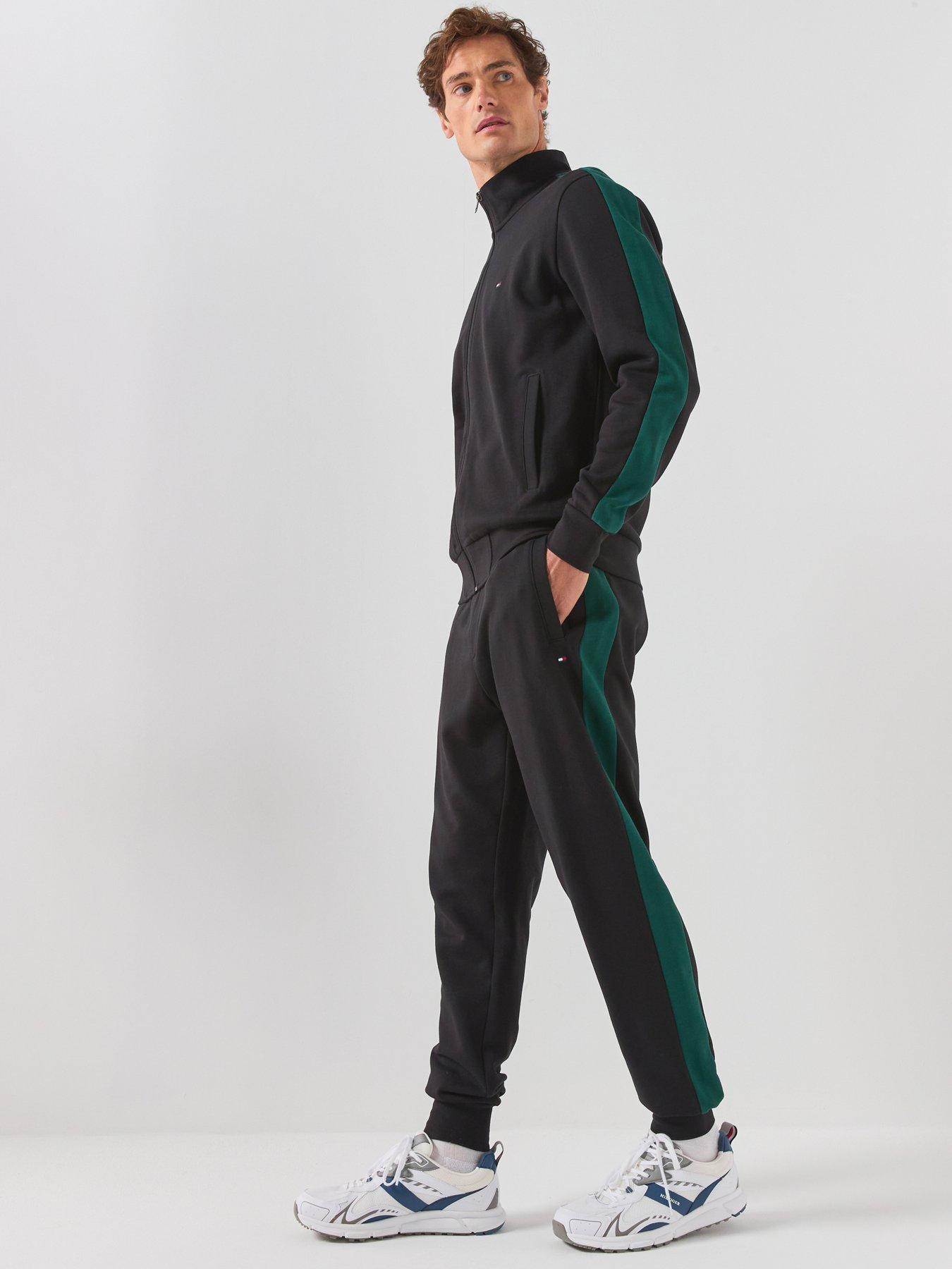 Image 1 of 6 of Tommy Hilfiger Men's Colourblock Tracksuit with Funnel Neck Zip Top - Black/Green