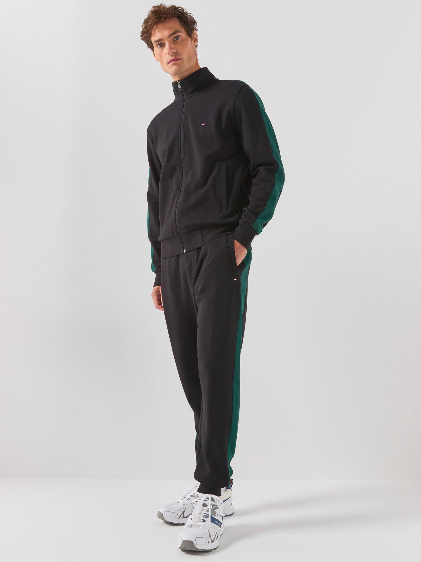 Image 3 of 6 of Tommy Hilfiger Men's Colourblock Tracksuit with Funnel Neck Zip Top - Black/Green